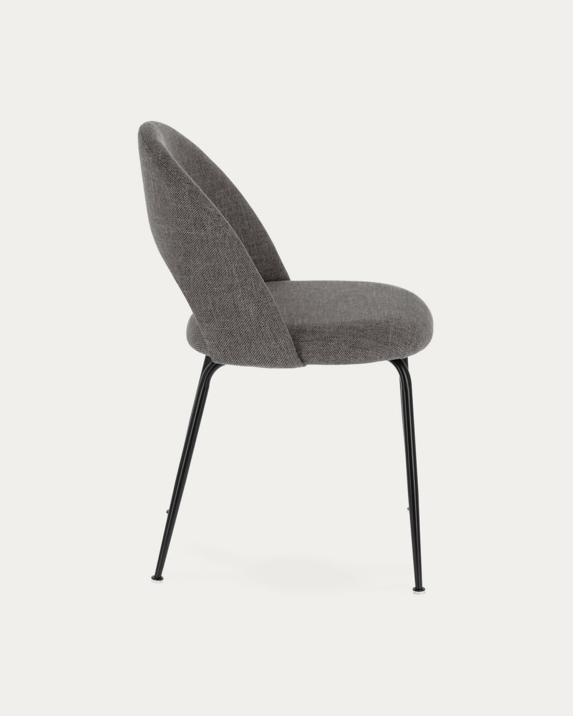 Mahalia dining chair in dark grey with steel legs, with a black painted finish FSC 100% - Product View