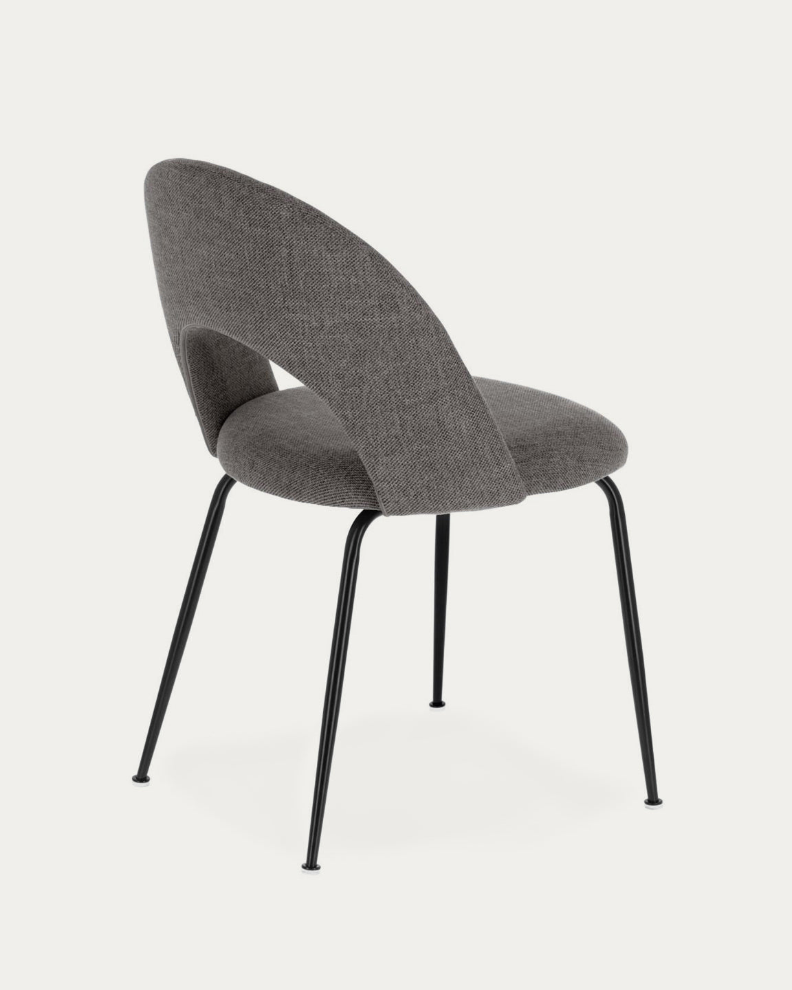 Mahalia dining chair in dark grey with steel legs, with a black painted finish FSC 100% - Product View