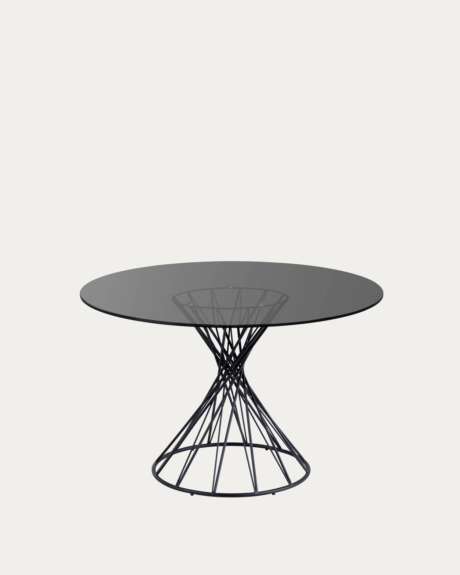 Niut round glass table with solid steel legs with black finish Ø 120 cm - Product View
