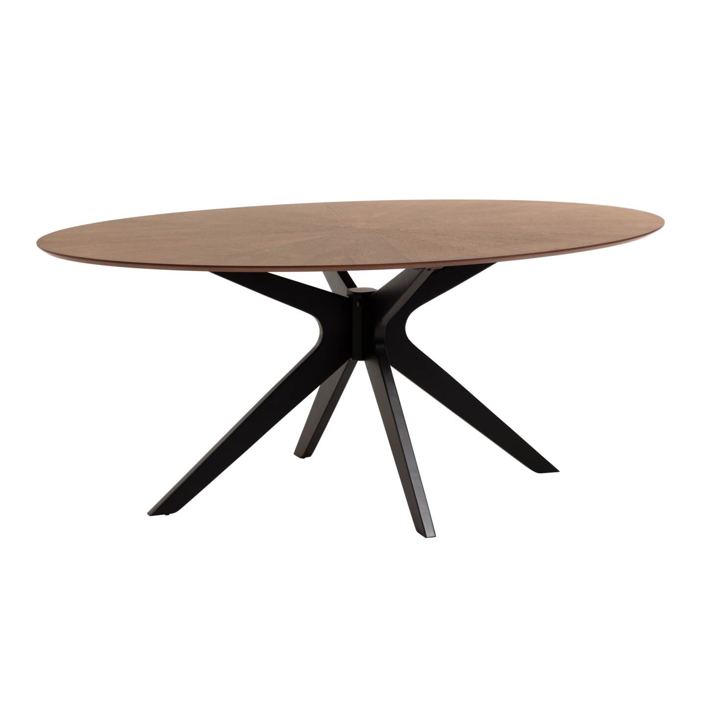 Naanim table with walnut veneer and legs in a black finish, 180 x 110 cm. - Product Image