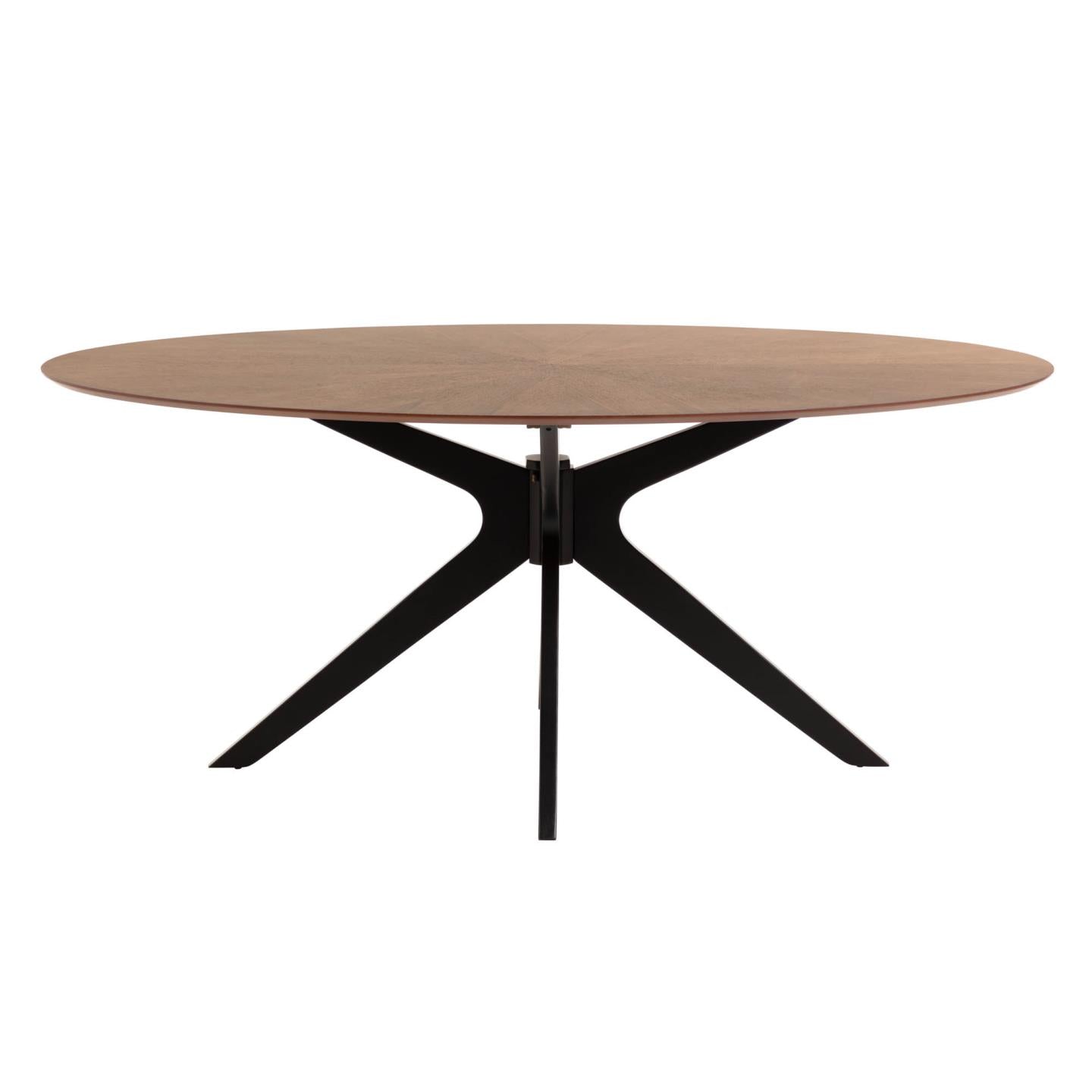Naanim table with walnut veneer and legs in a black finish, 180 x 110 cm. - Product Image