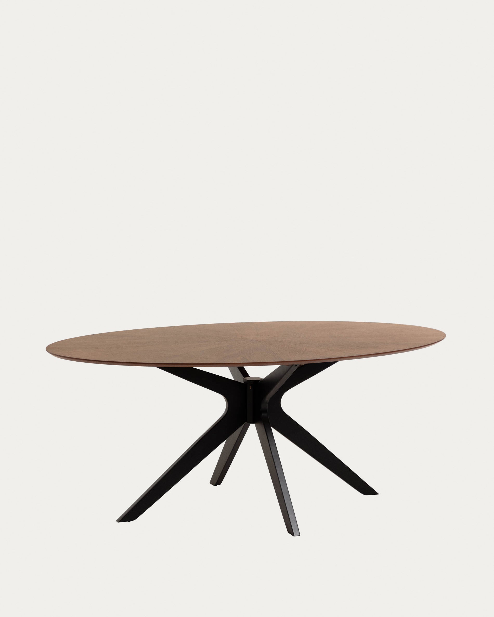 Naanim table with walnut veneer and legs in a black finish, 180 x 110 cm. - Product View