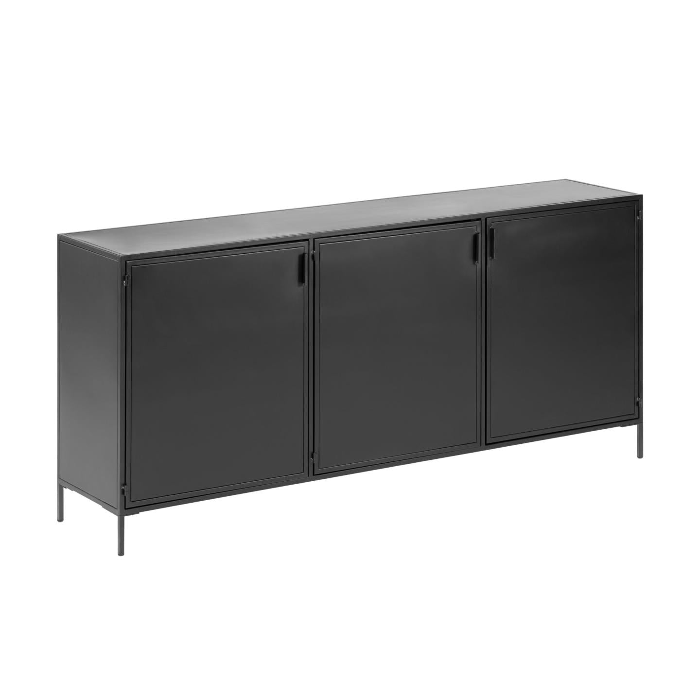Shantay metal sideboard in a painted black finish with 3 doors, 160 x 72 cm - Product Image