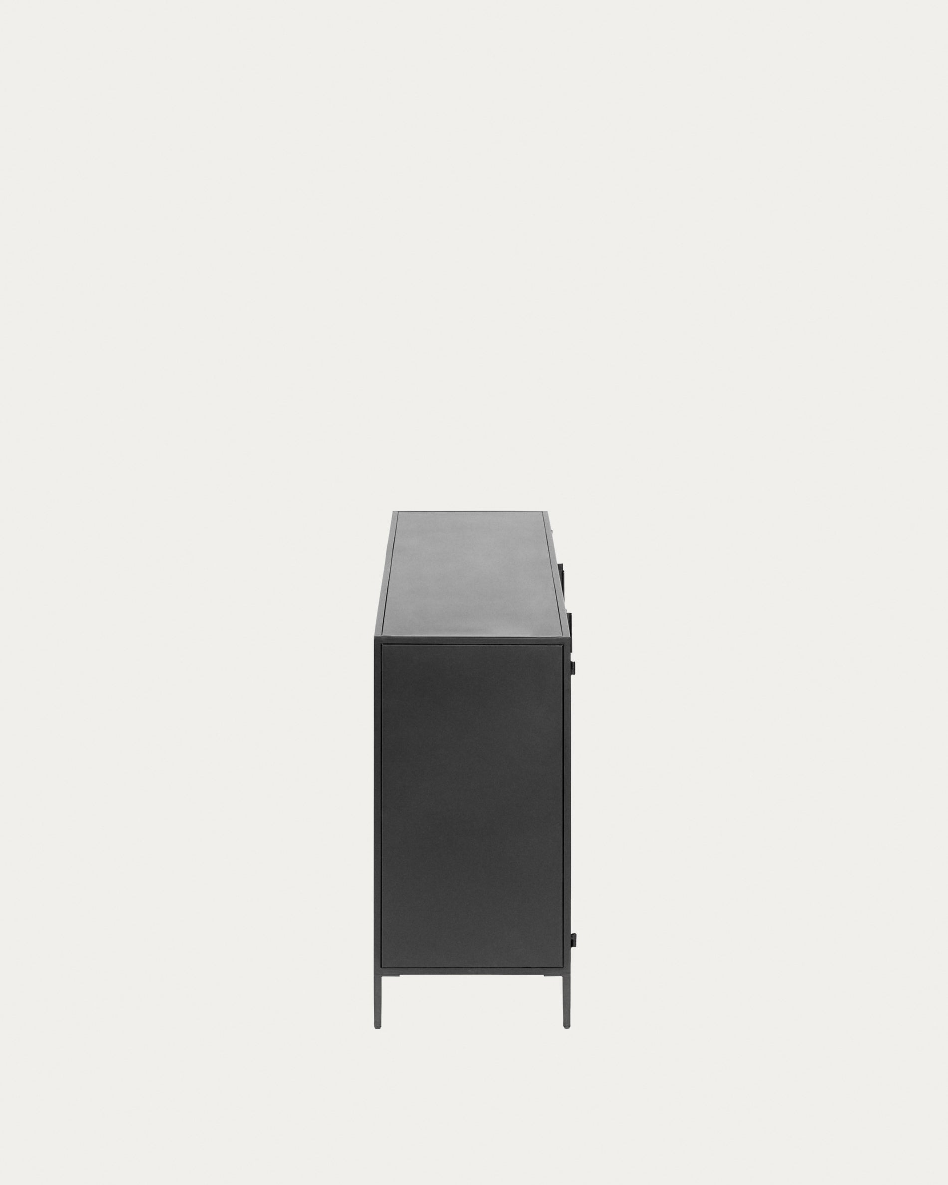 Shantay metal sideboard in a painted black finish with 3 doors, 160 x 72 cm - Product View