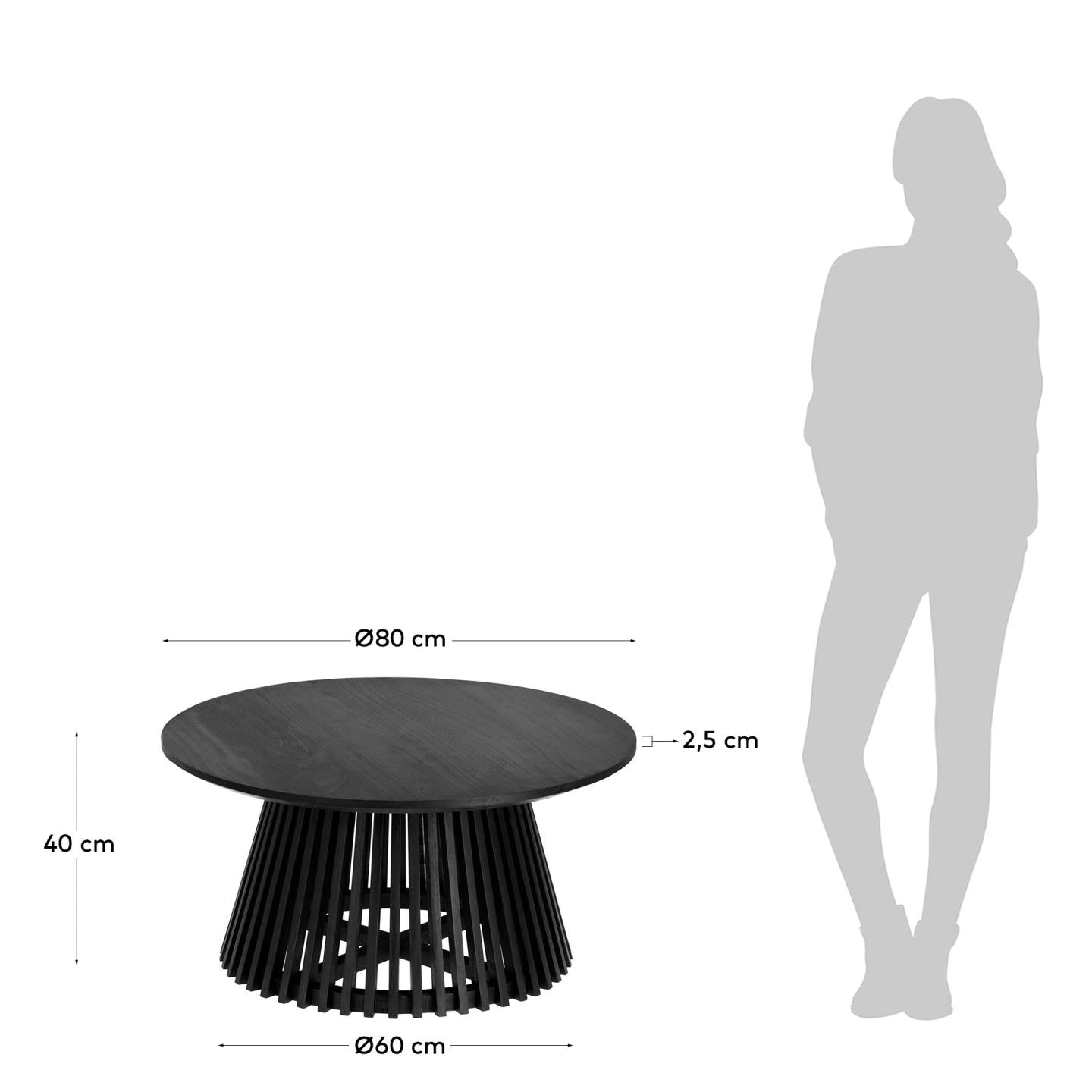 Jeanette Ø 80 cm black coffee table - Measurements