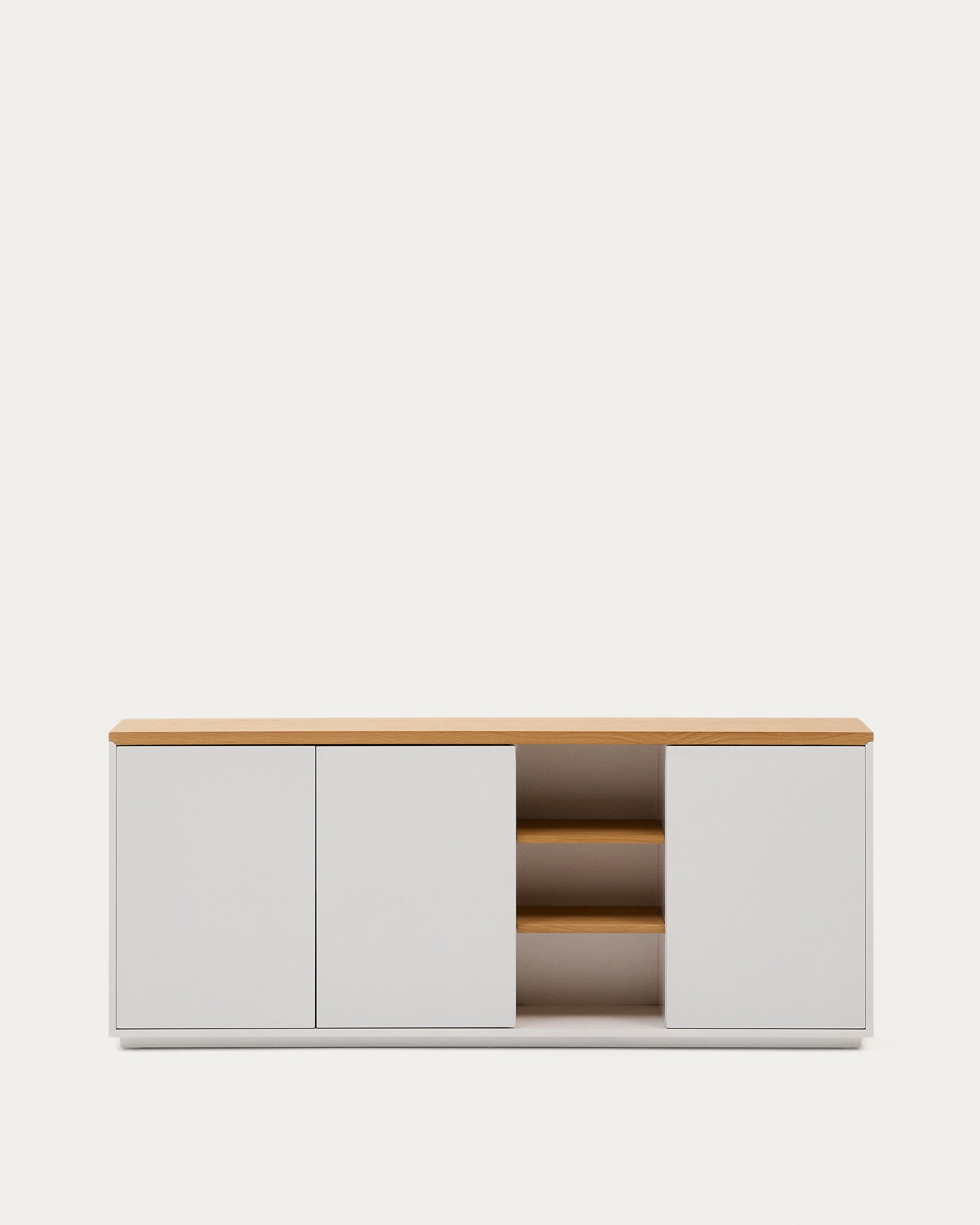 Abilen oak wood veneer 3 door sideboard with white lacquer, 180 x 75 cm FSC 100% - Product View