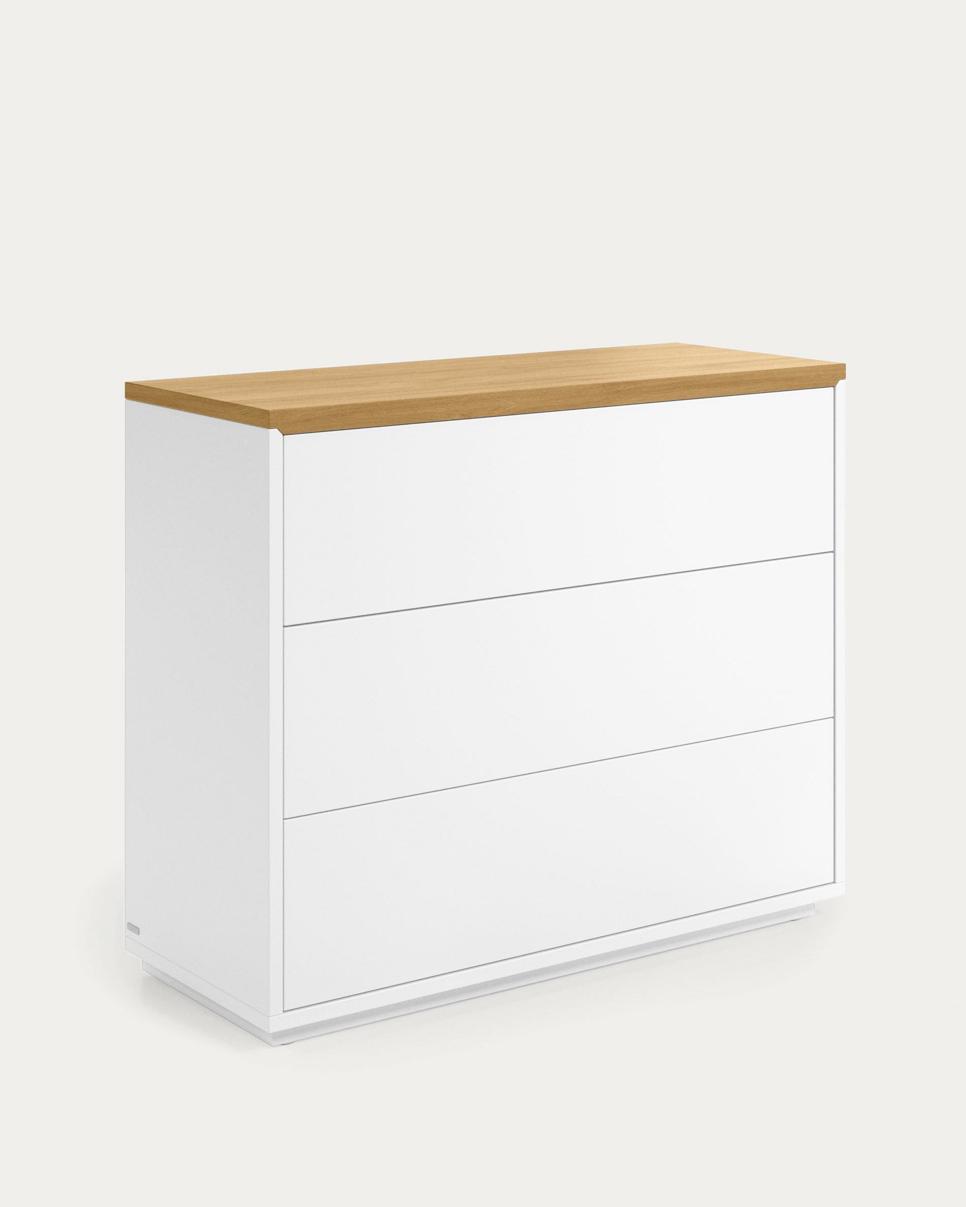 Abilen 3-drawer oak veneer and white lacquer chest of drawers 90 x 75 cm FSC 100% - Product View