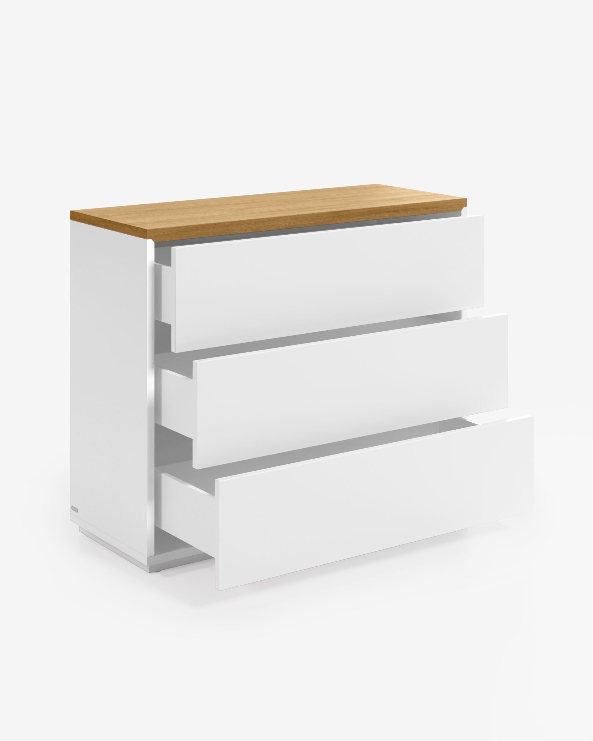 Abilen 3-drawer oak veneer and white lacquer chest of drawers 90 x 75 cm FSC 100% - Product View