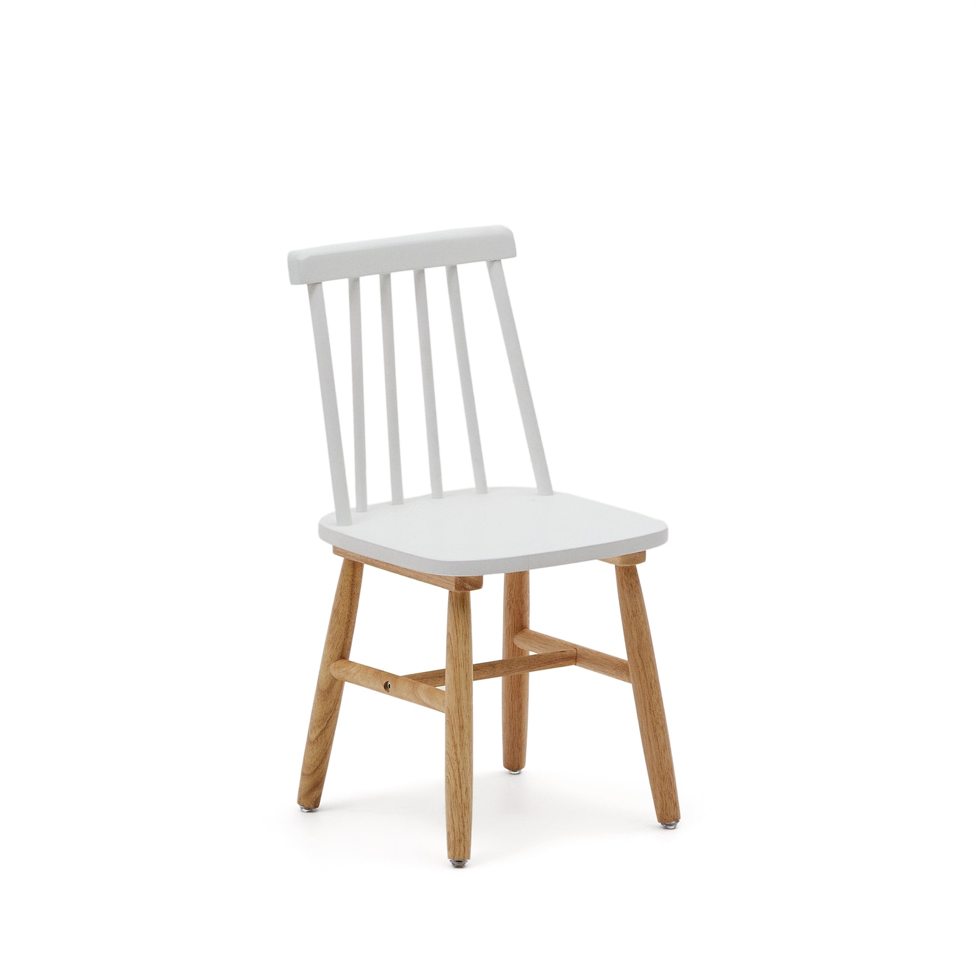Tressia kids chair in solid rubber wood with white and natural finish - Product Image