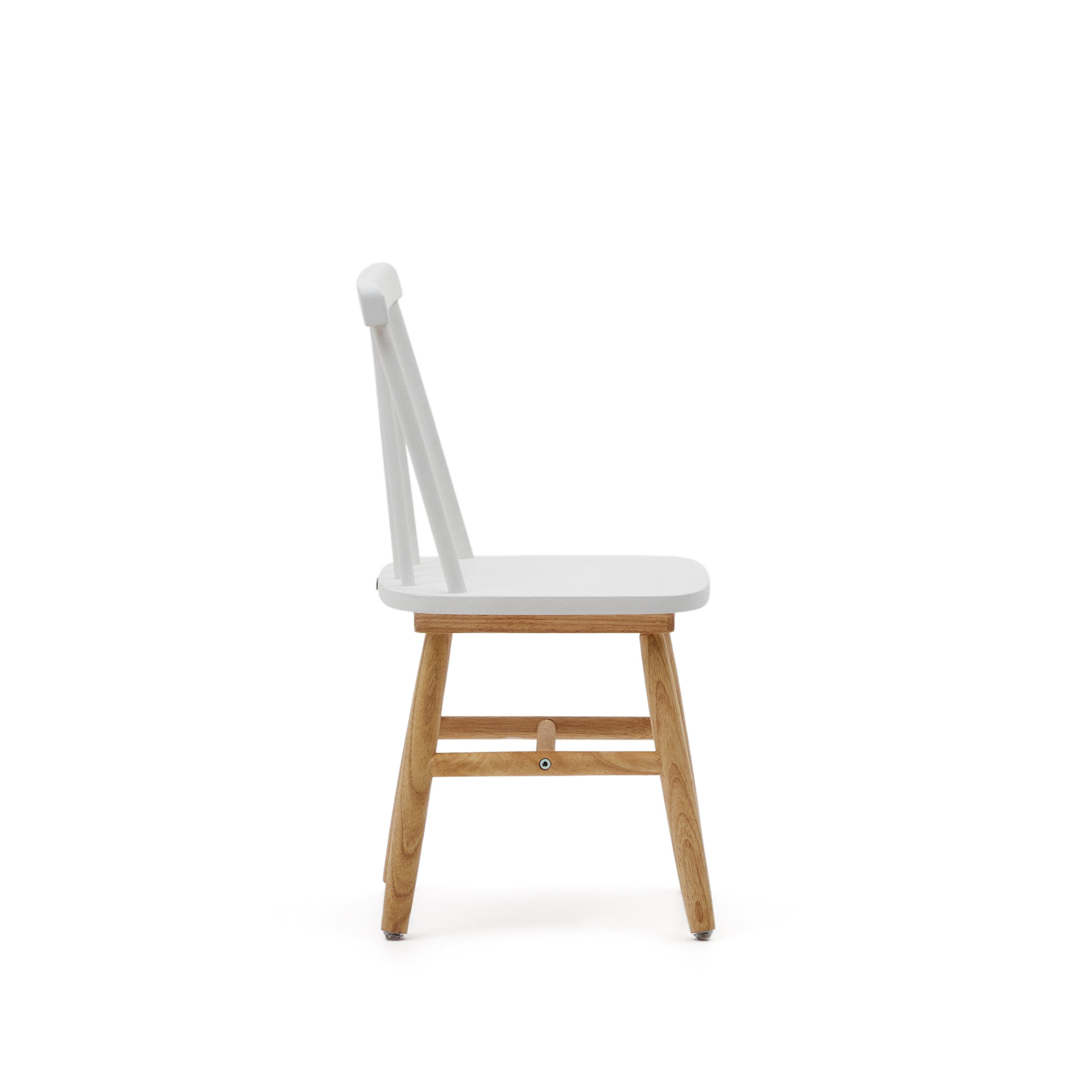 Tressia kids chair in solid rubber wood with white and natural finish - Product Image