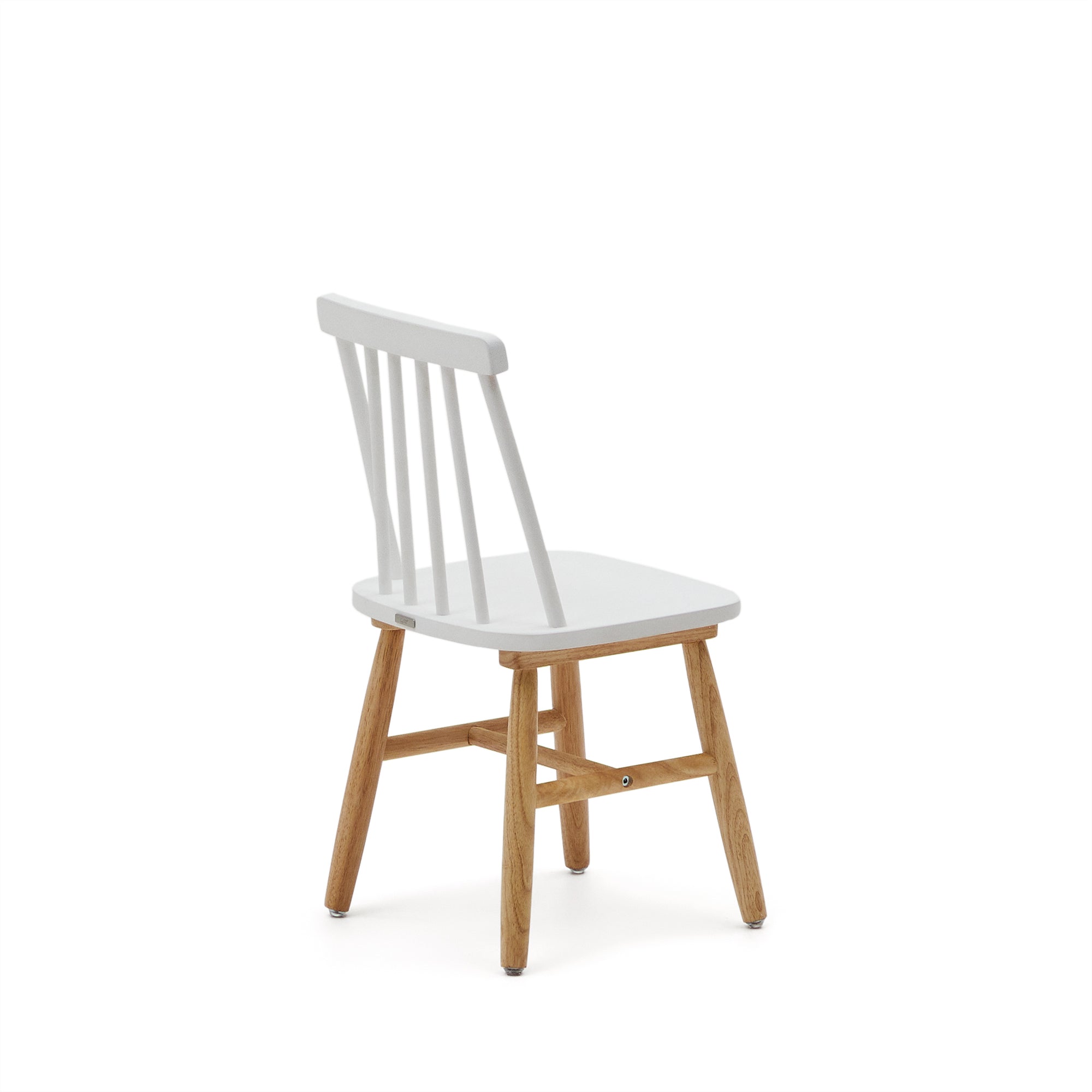 Tressia kids chair in solid rubber wood with white and natural finish - Product Image