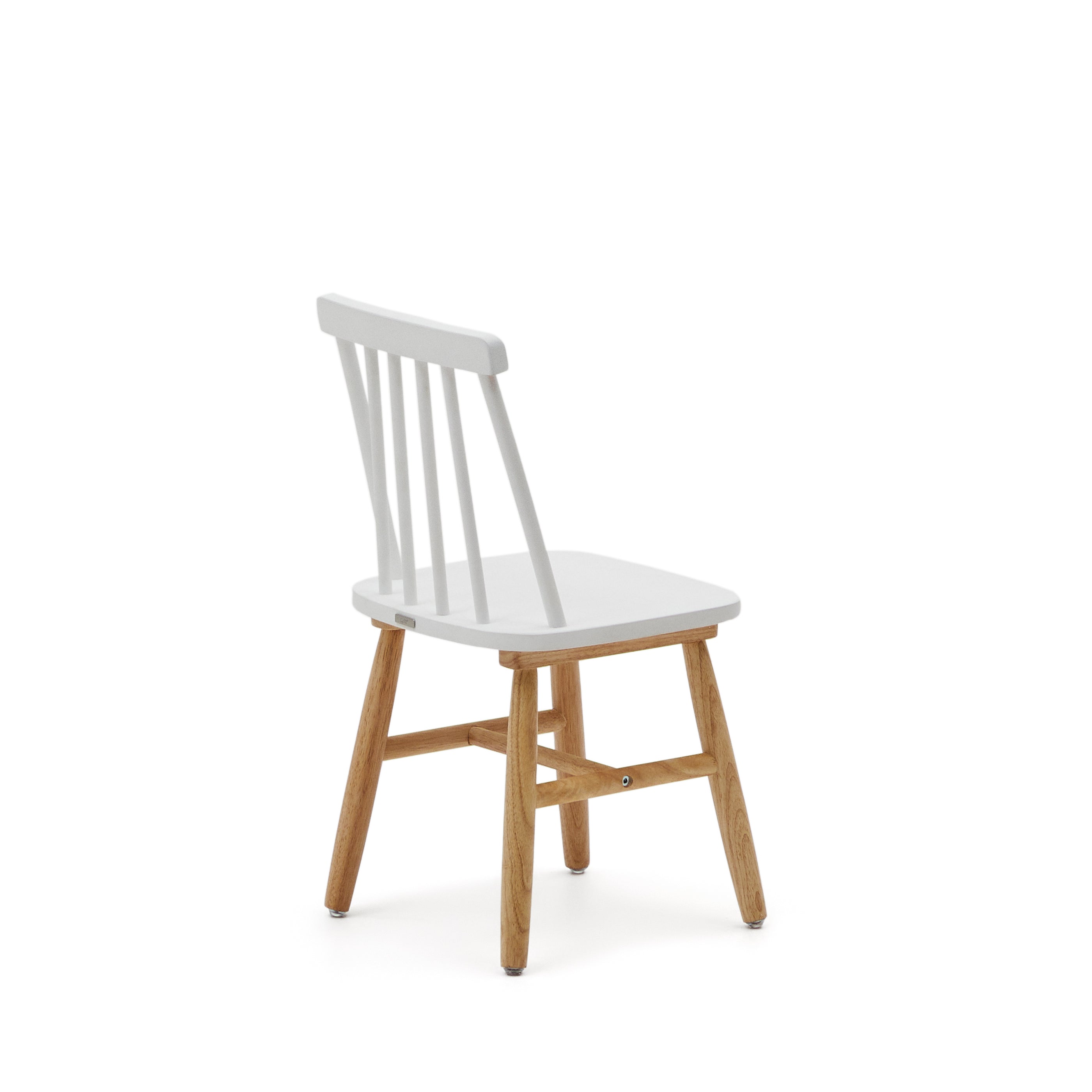 Tressia kids chair in solid rubber wood with white and natural finish - Product Image