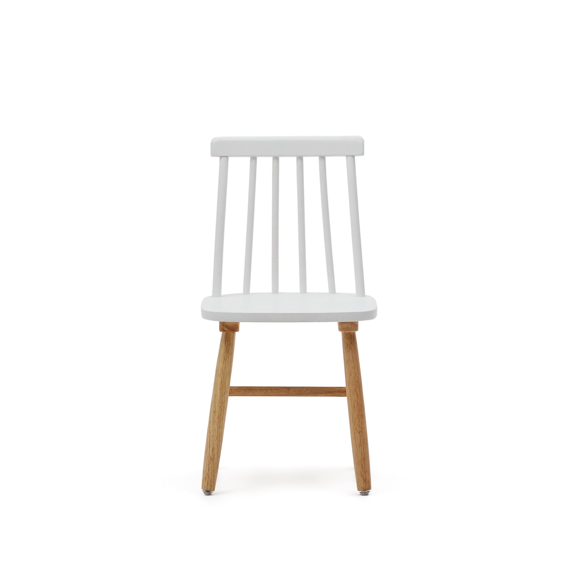 Tressia kids chair in solid rubber wood with white and natural finish - Product Image