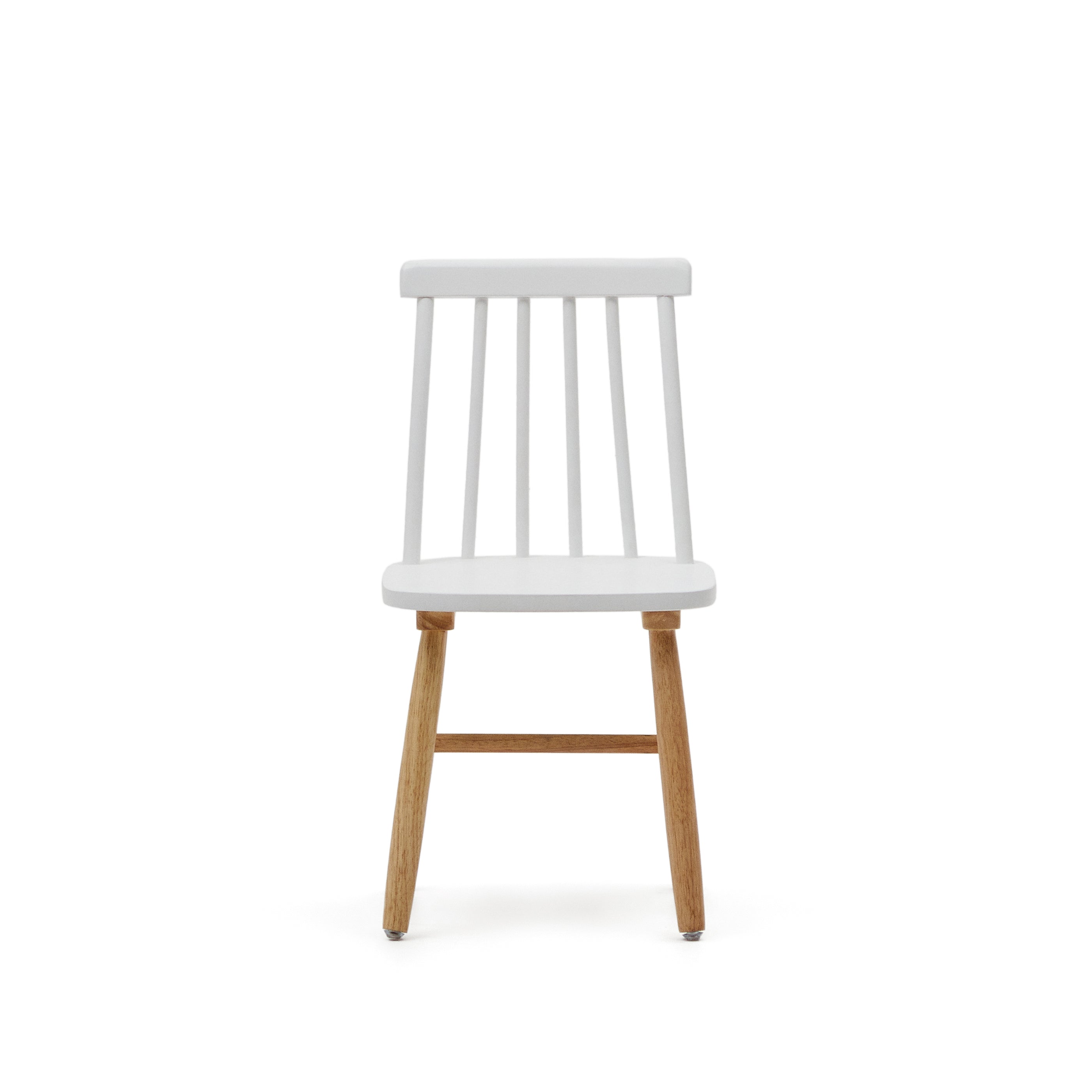 Tressia kids chair in solid rubber wood with white and natural finish - Product Image