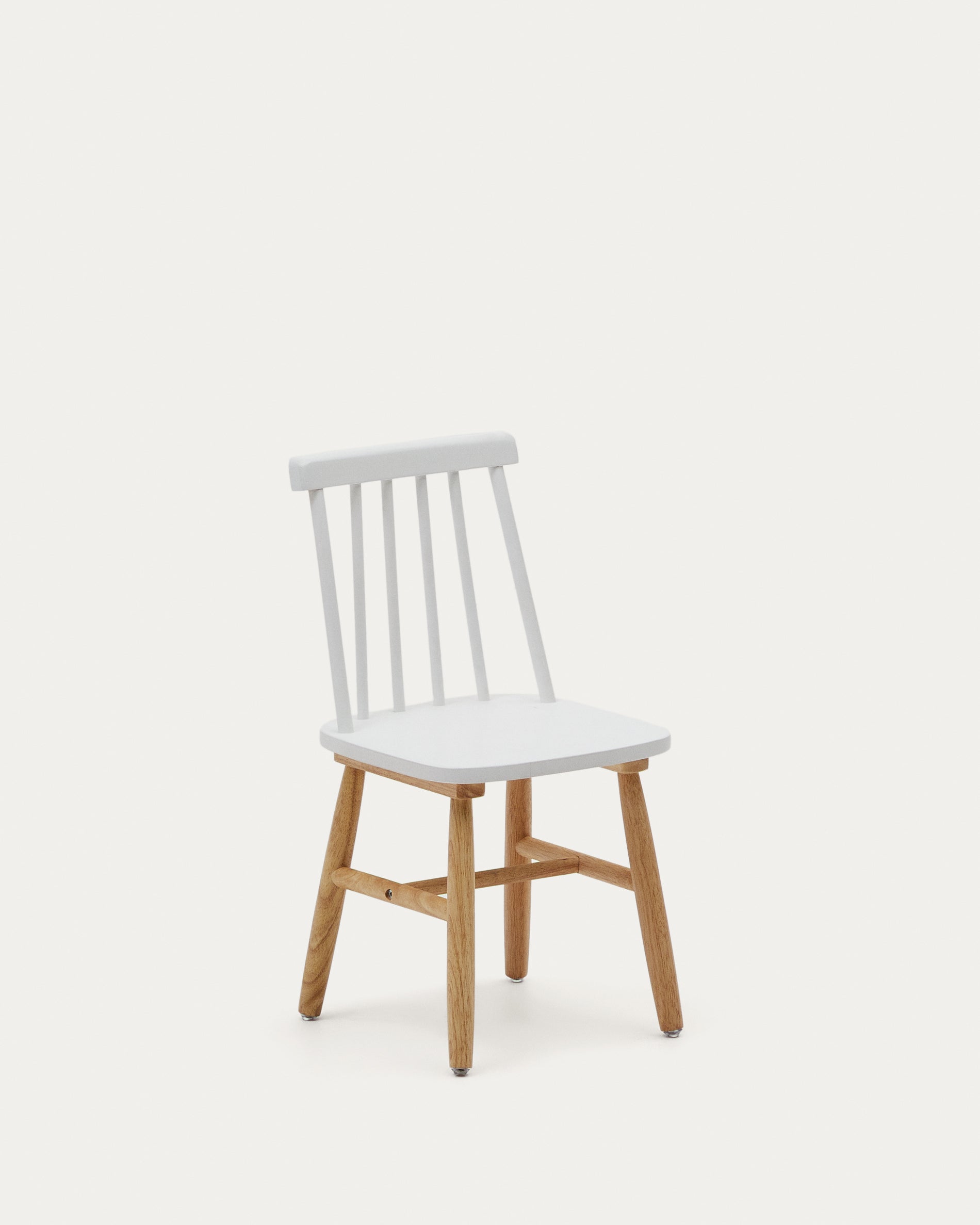 Tressia kids chair in solid rubber wood with white and natural finish - Product View
