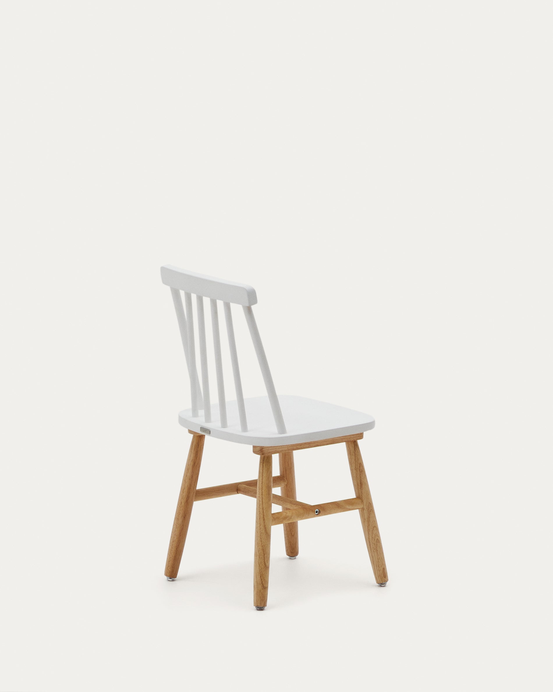 Tressia kids chair in solid rubber wood with white and natural finish - Product View