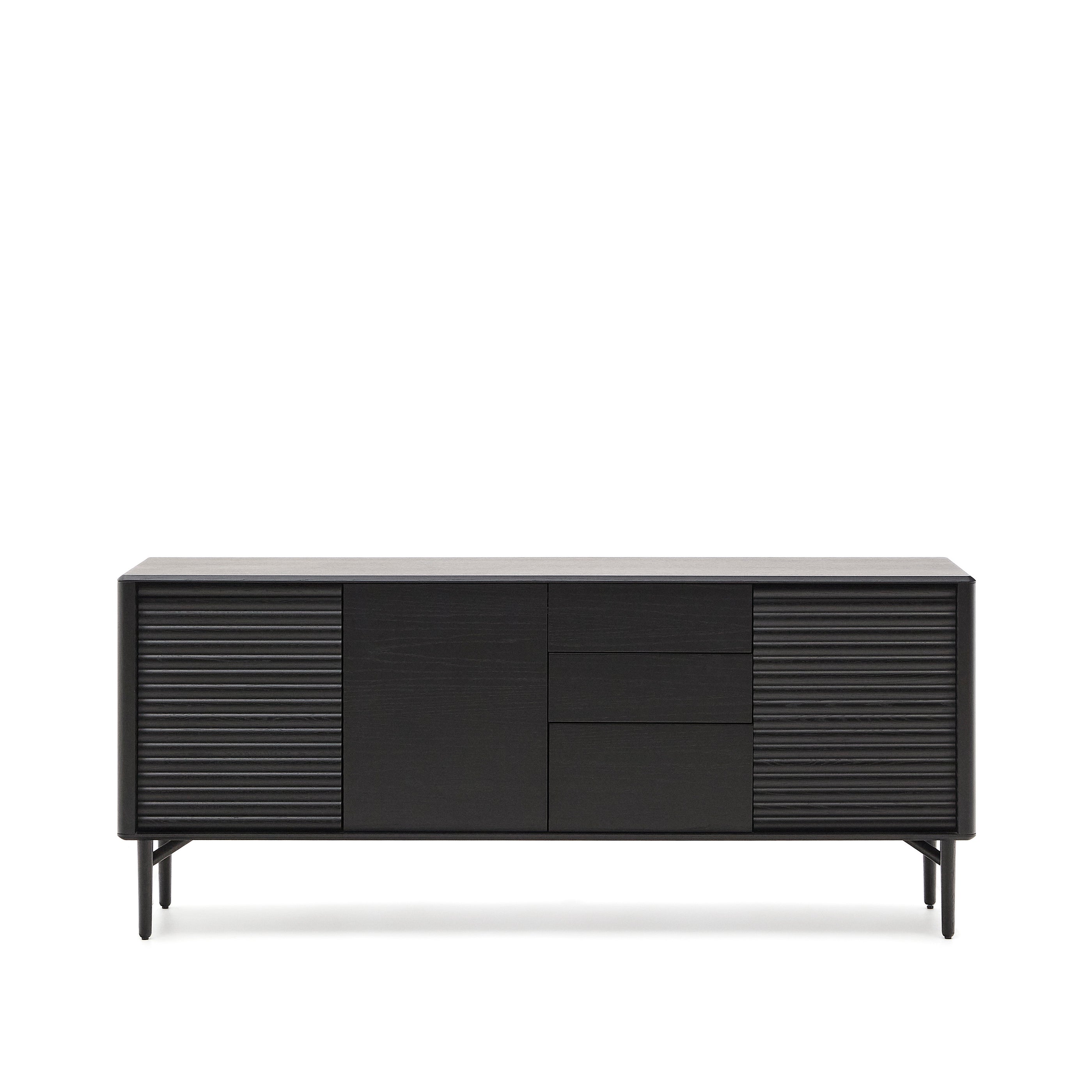 Lenon sideboard with 3 doors and 3 drawers, solid wood and black oak veneer 200x86cm FSC Mix Credit