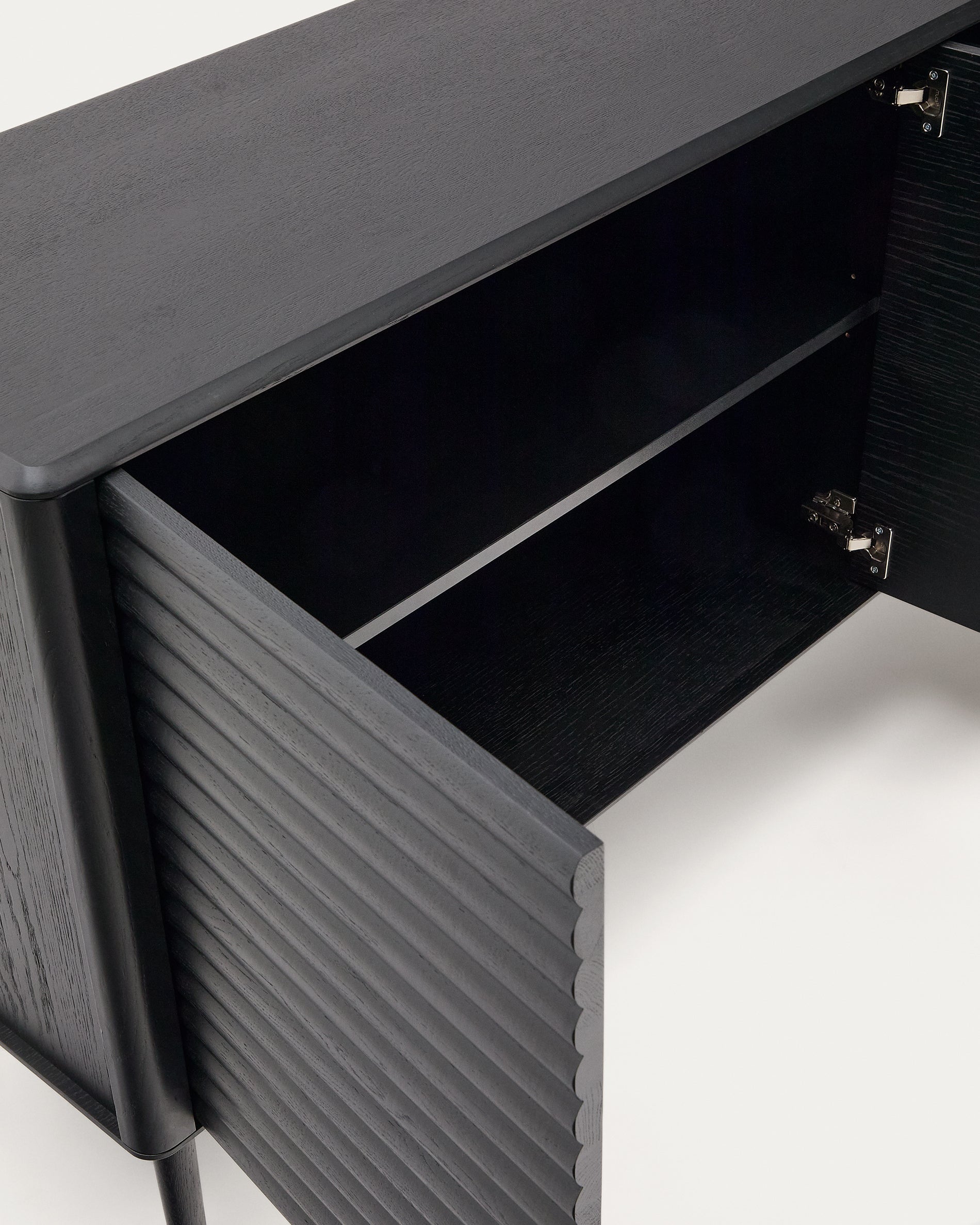 Lenon sideboard 3 doors and 3 drawers solid wood and black oak veneer 200x86cm FSC Mix Credit - Detail