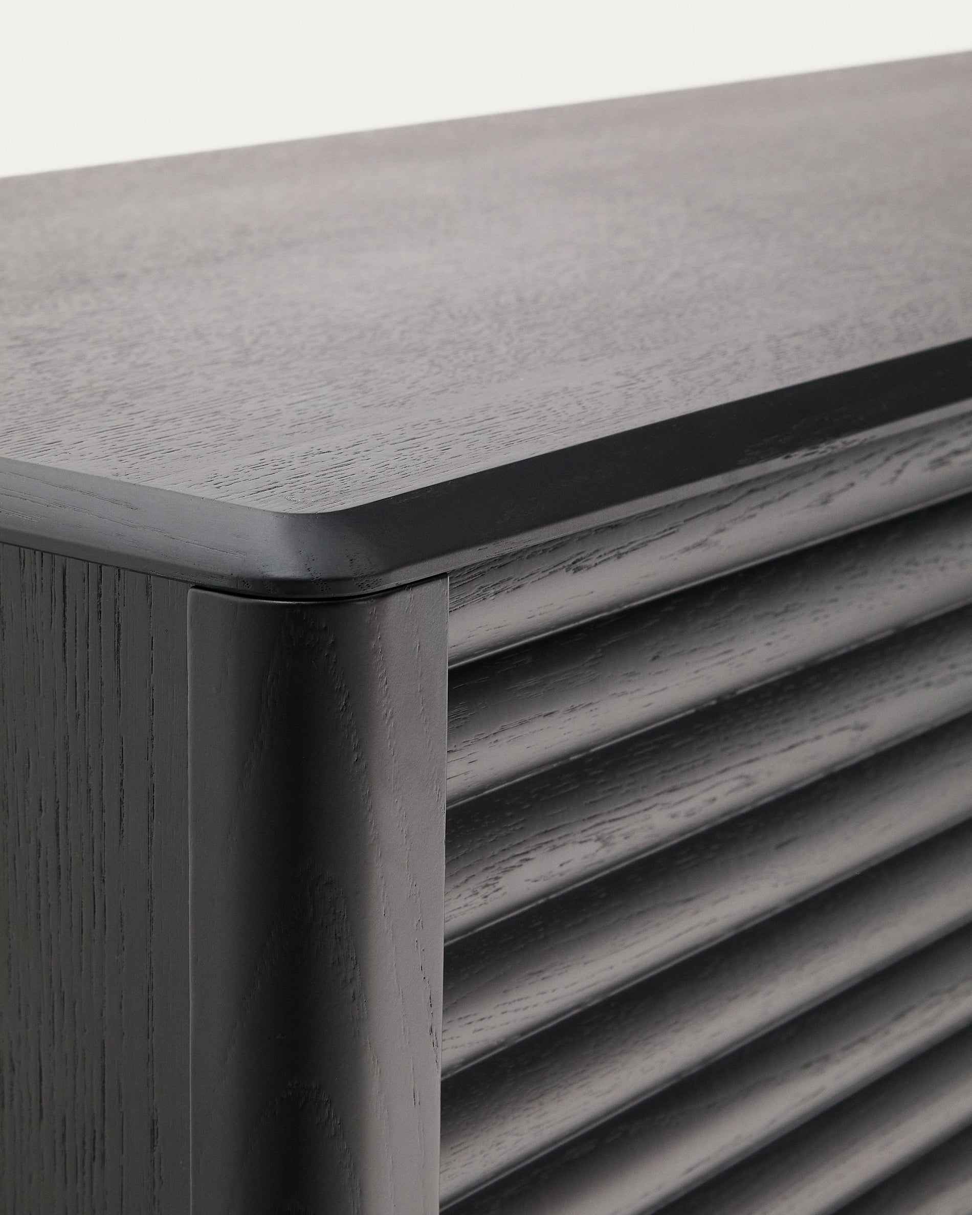 Lenon sideboard 3 doors and 3 drawers solid wood and black oak veneer 200x86cm FSC Mix Credit - Detail