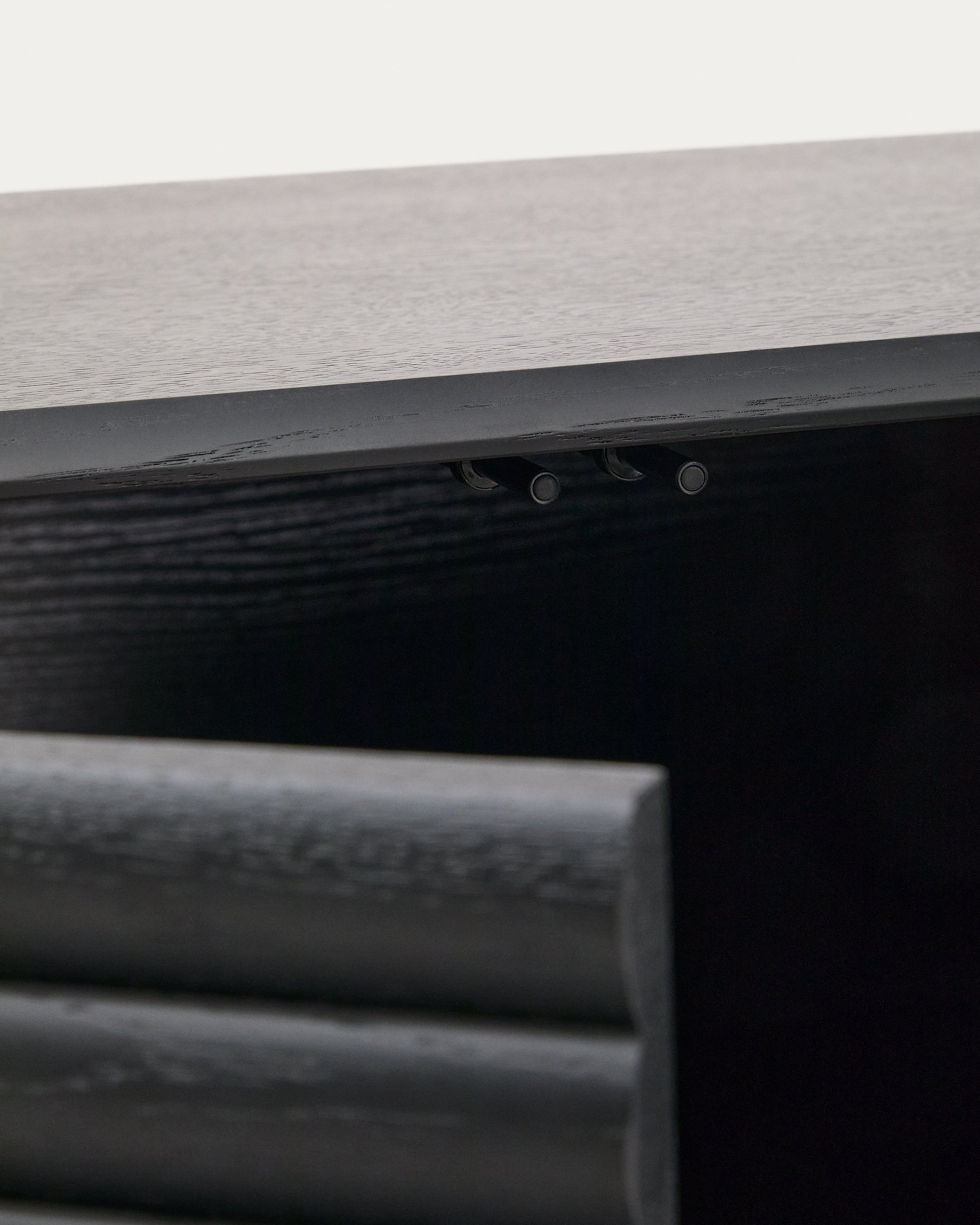 Lenon sideboard 3 doors and 3 drawers solid wood and black oak veneer 200x86cm FSC Mix Credit - Detail