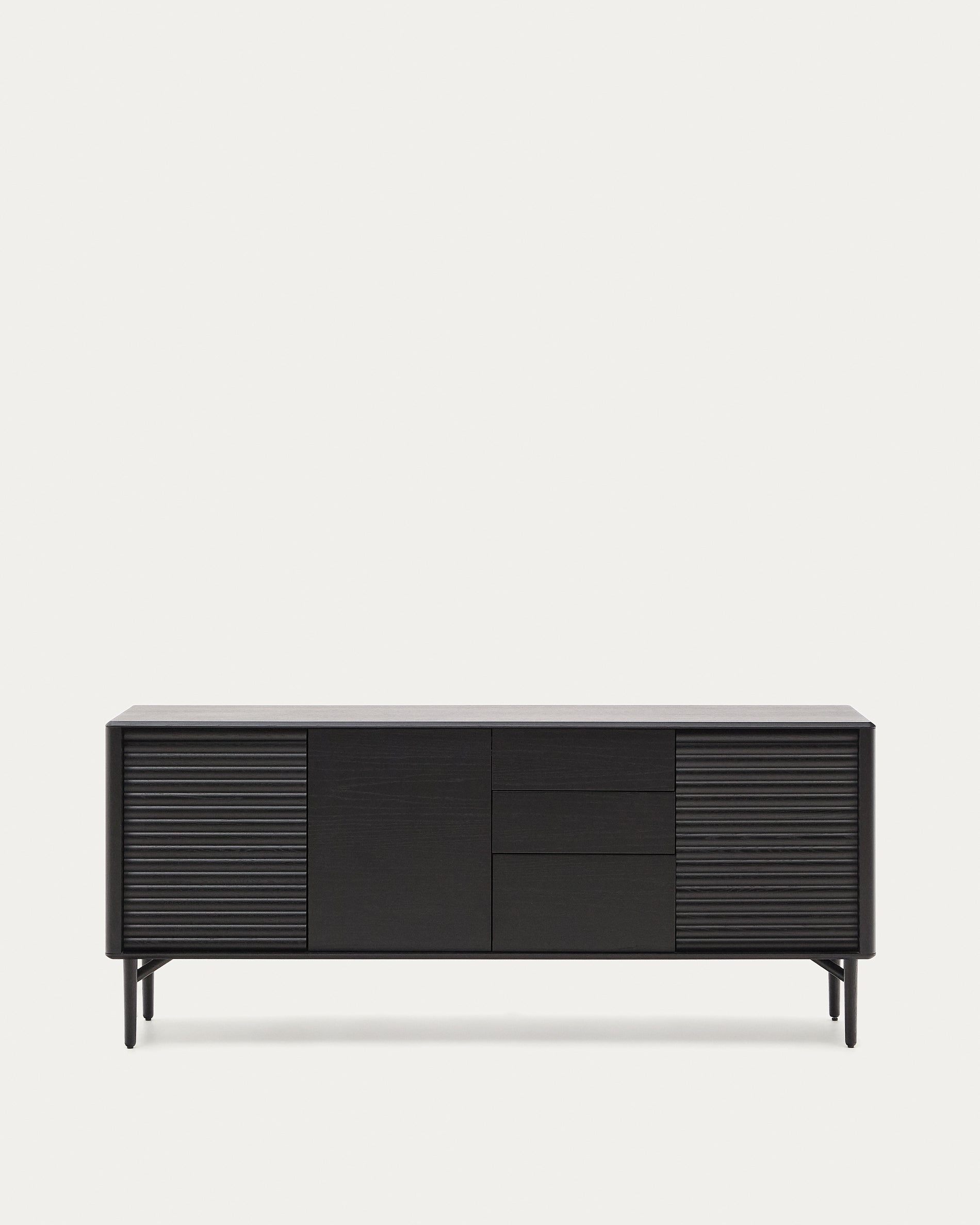 Lenon sideboard 3 doors and 3 drawers solid wood and black oak veneer 200x86cm FSC Mix Credit - Product View