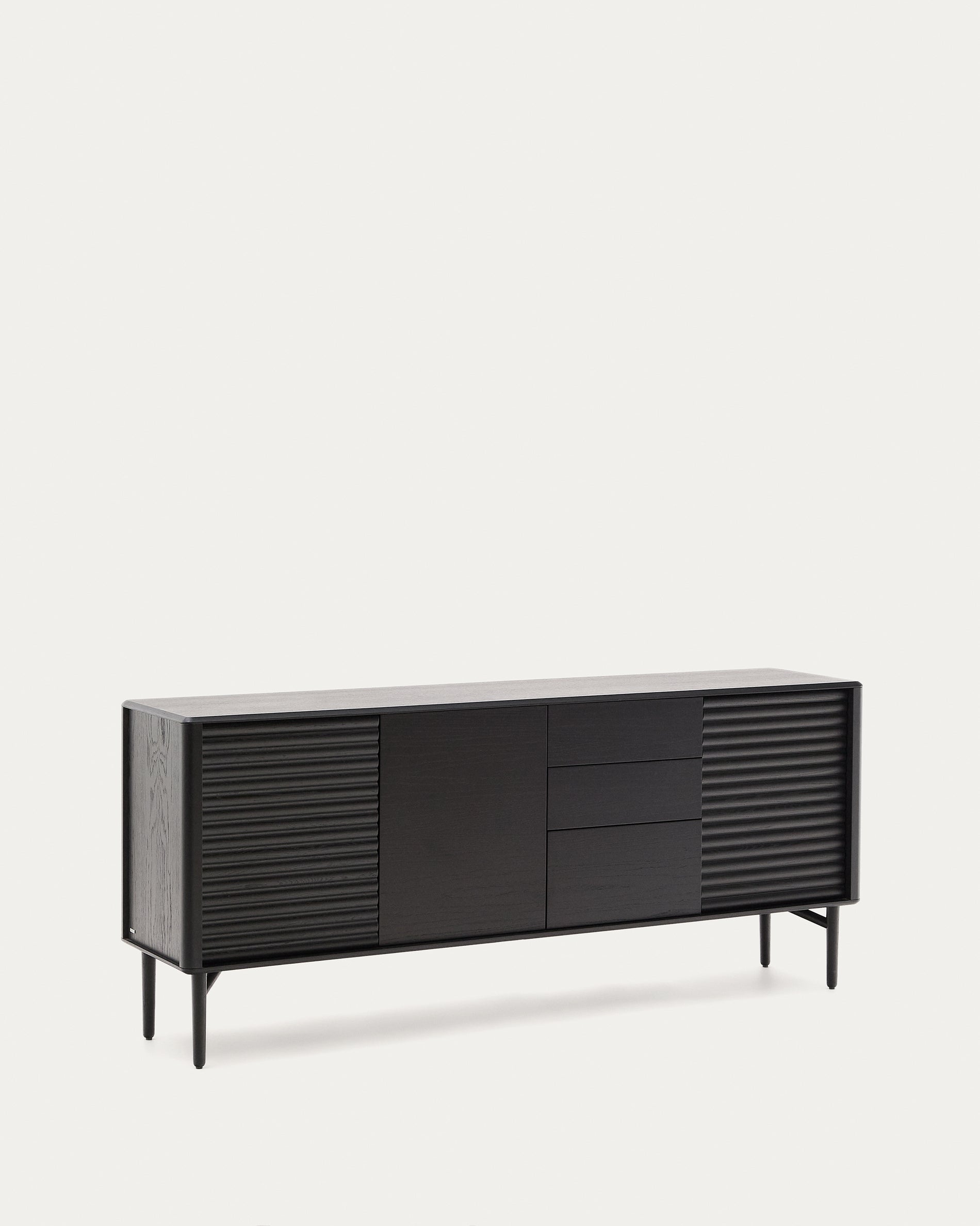 Lenon sideboard 3 doors and 3 drawers solid wood and black oak veneer 200x86cm FSC Mix Credit - Product View