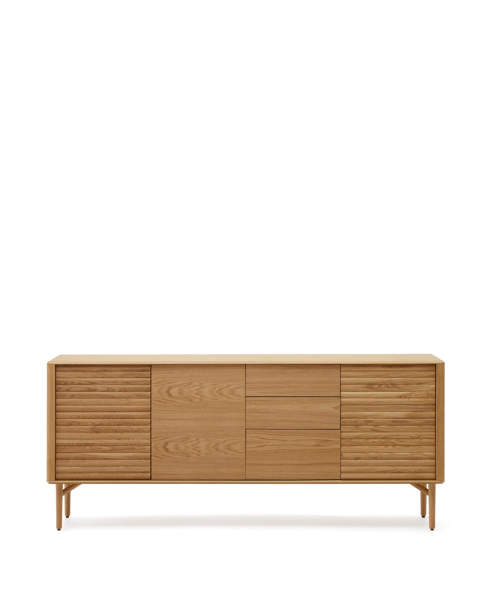 Lenon oak wood and veneer sideboard with 3 doors & 3 drawers, 200 x 86 cm FSC MIX Credit - Product Image