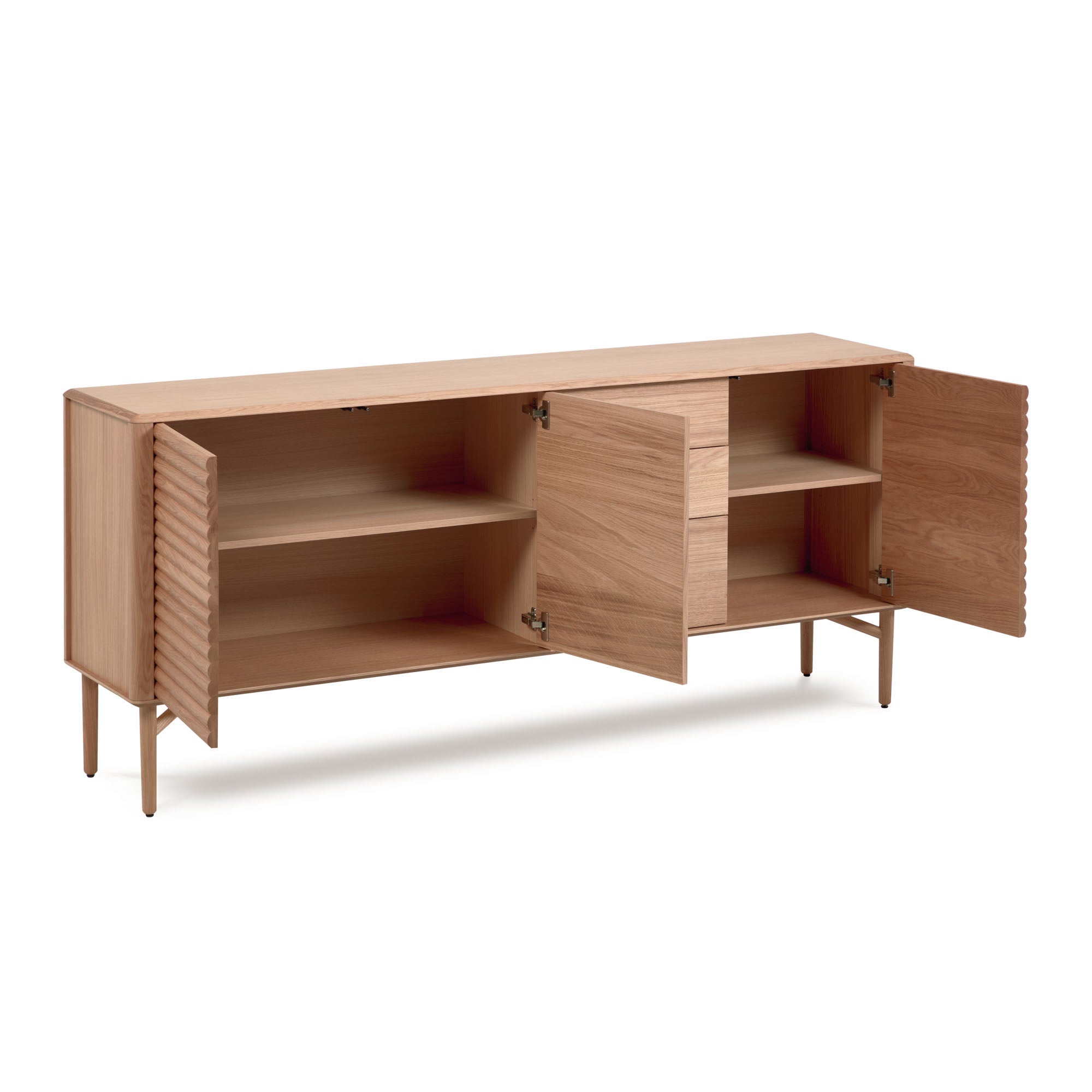 Lenon oak wood and veneer sideboard with 3 doors & 3 drawers, 200 x 86 cm FSC MIX Credit - Product Image