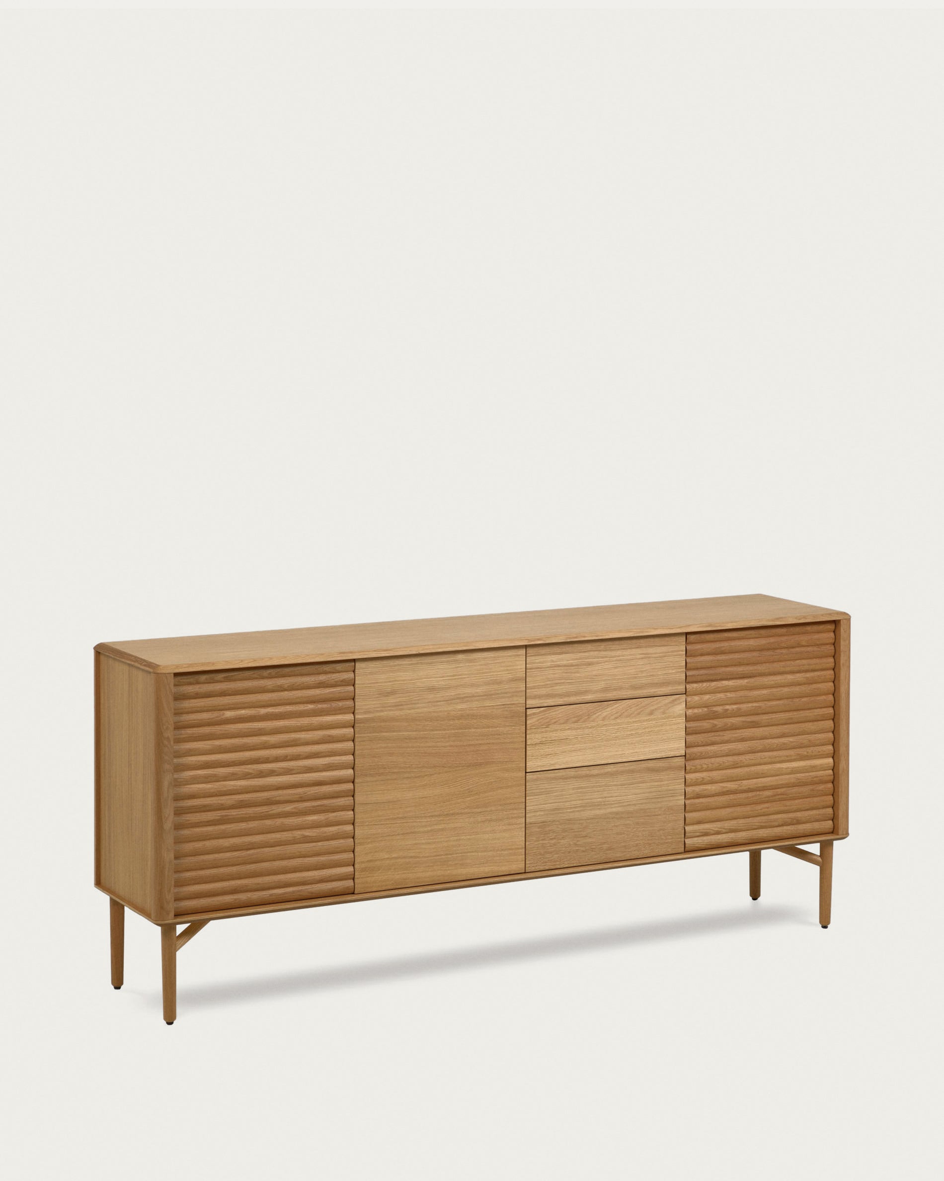 Lenon oak wood and veneer sideboard with 3 doors & 3 drawers, 200 x 86 cm FSC MIX Credit - Product View
