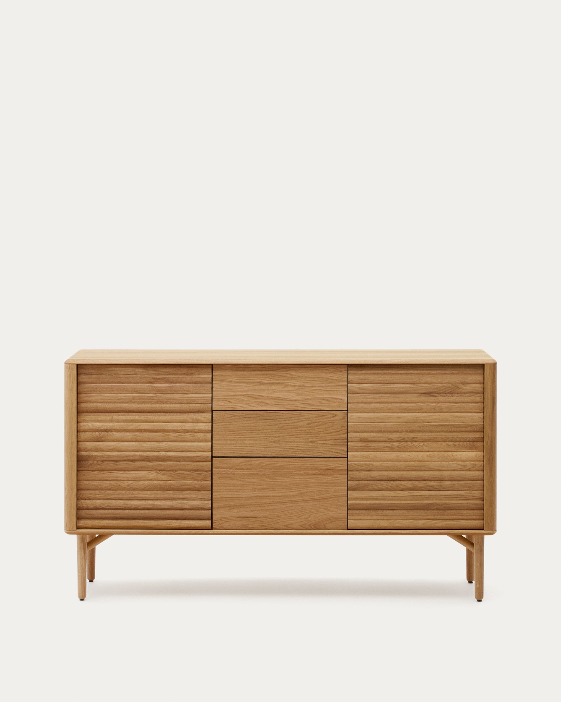 Lenon oak wood and veneer sideboard with 2 doors & 3 drawers, 155 x 86 cm FSC MIX Credit - Product View