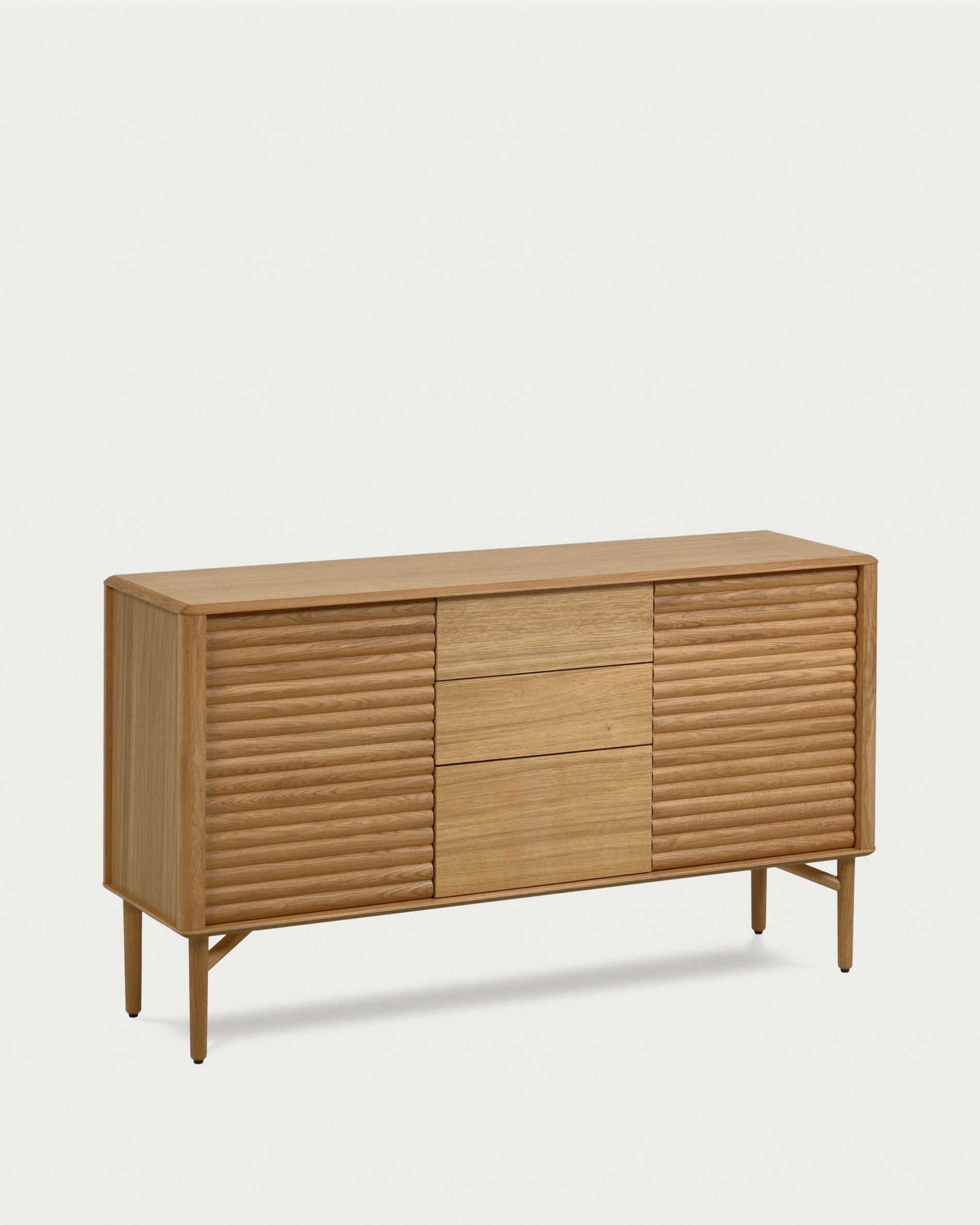 Lenon oak wood and veneer sideboard with 2 doors & 3 drawers, 155 x 86 cm FSC MIX Credit - Product View