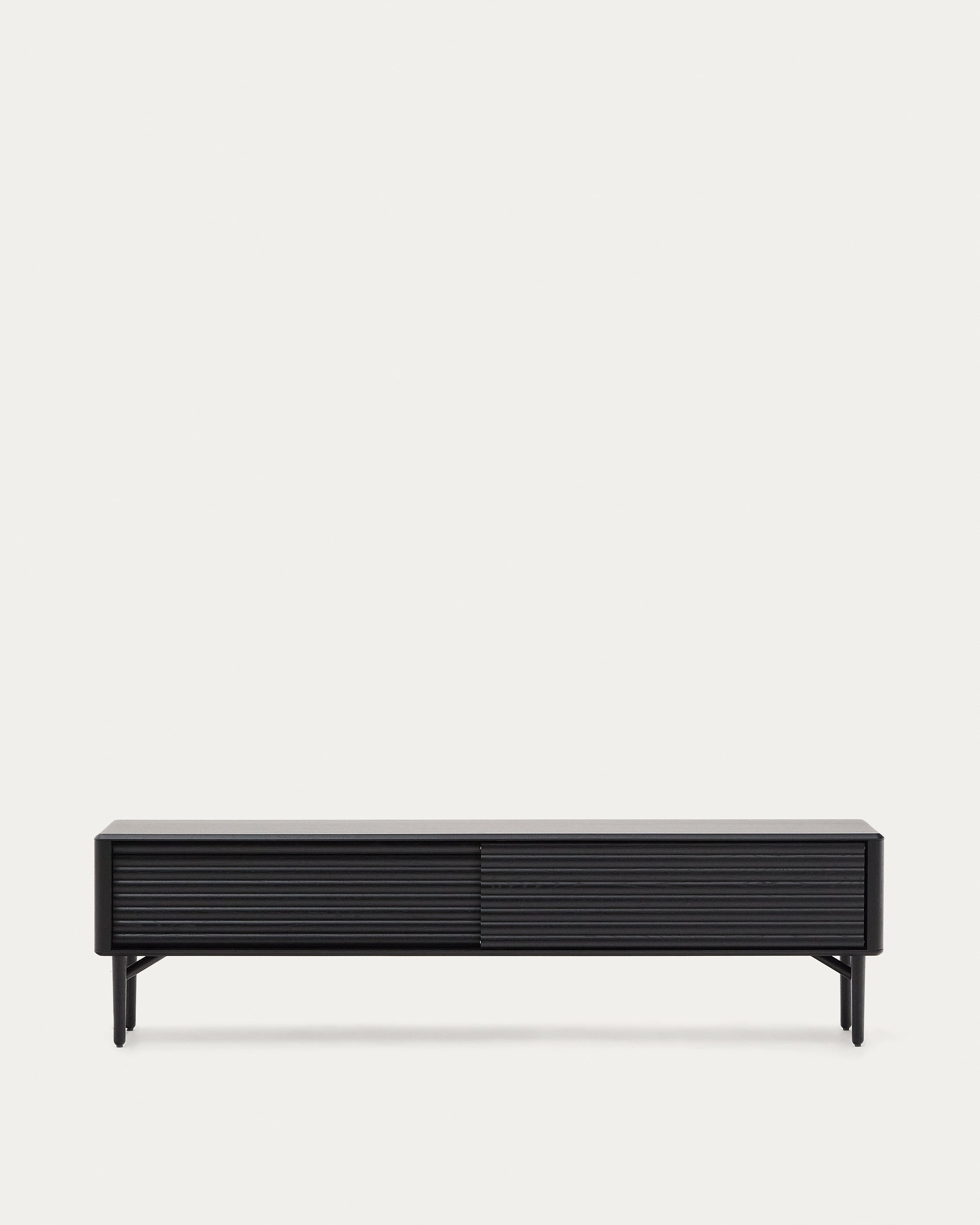 Lenon TV cabinet, 2 doors in solid wood and black oak veneer 200x57 cm FSC Mix Credit - Product View