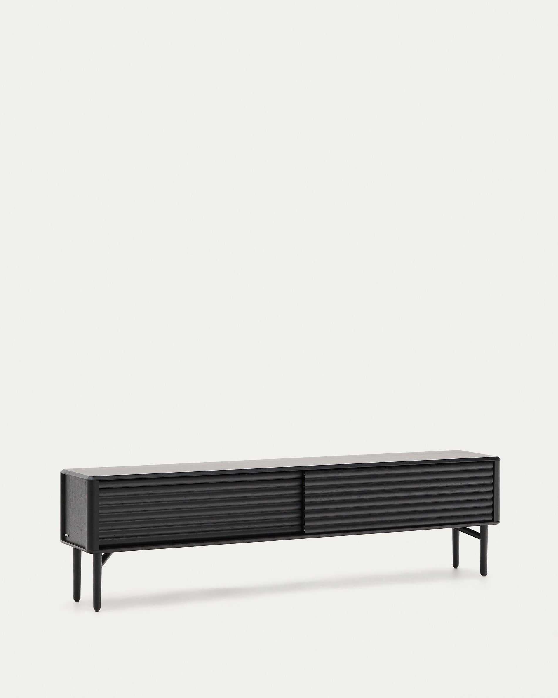 Lenon TV cabinet, 2 doors in solid wood and black oak veneer 200x57 cm FSC Mix Credit - Product View