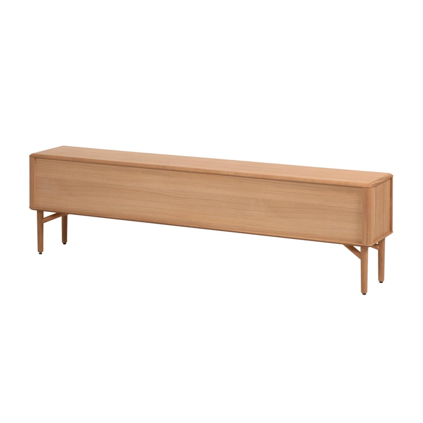 Lenon 2 door solid wood and oak veneer TV stand, 200 x 57 cm, FSC MIX Credit - Product Image