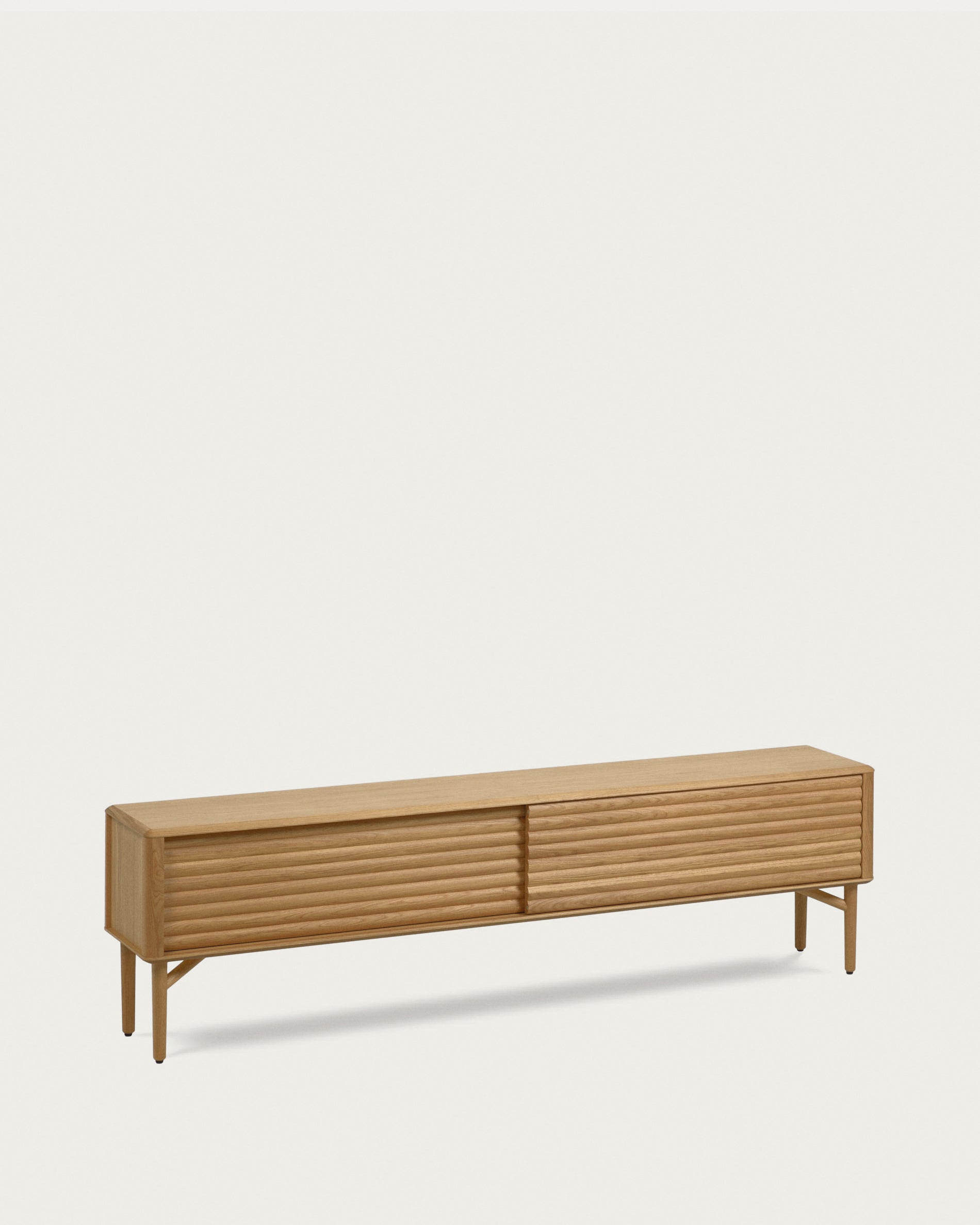 Lenon 2 door solid wood and oak veneer TV stand, 200 x 57 cm, FSC MIX Credit - Product View