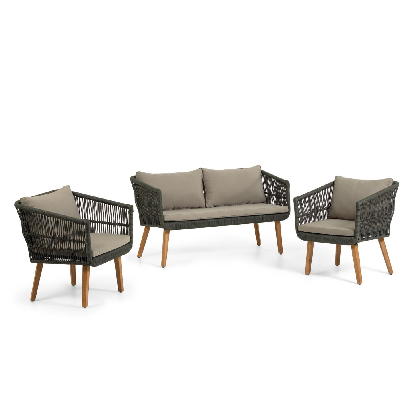 Inti 2 seater sofa with 2 green cord armchairs, FSC 100% - Product Image