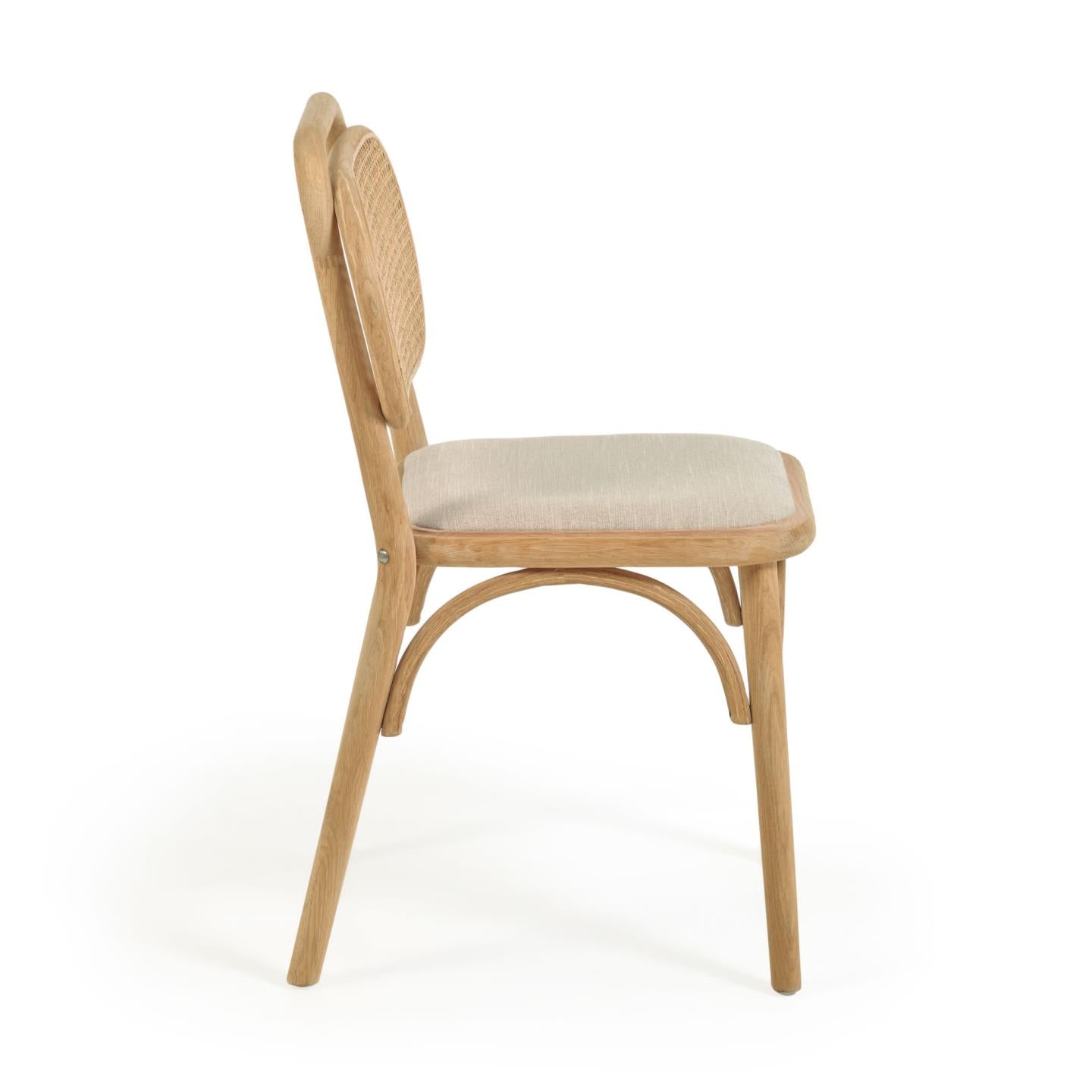 Doriane solid oak chair with natural finish and upholstered seat FSC Mix Credit - Product Image