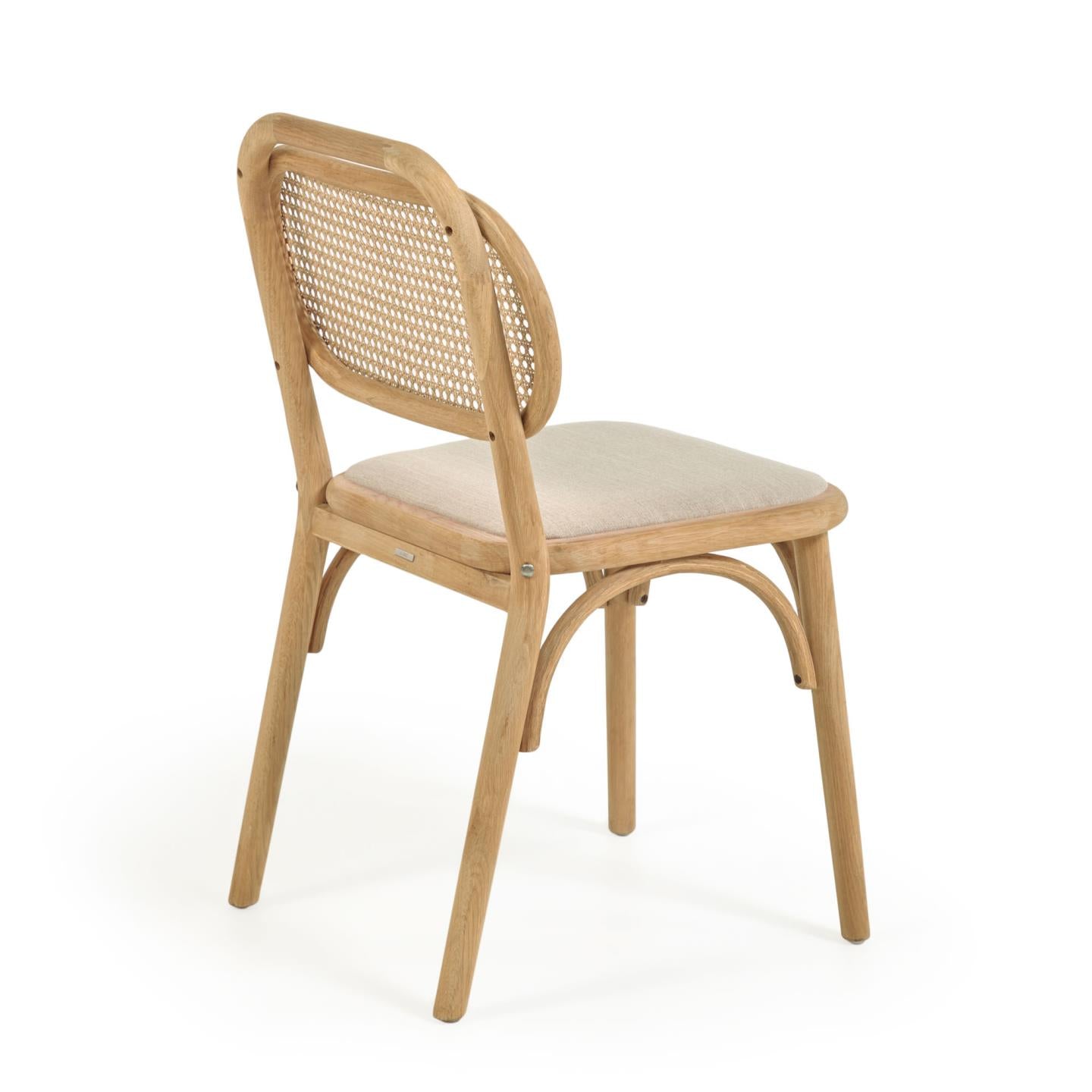 Doriane solid oak chair with natural finish and upholstered seat FSC Mix Credit - Product Image
