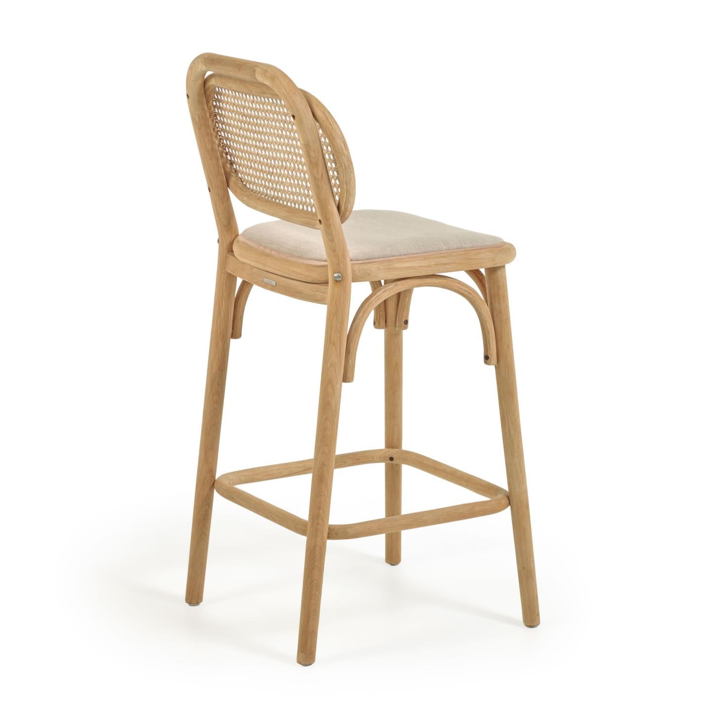 Doriane 65 cm height solid oak stool with natural finish and upholstered seat FSC Mix Credit - Product Image