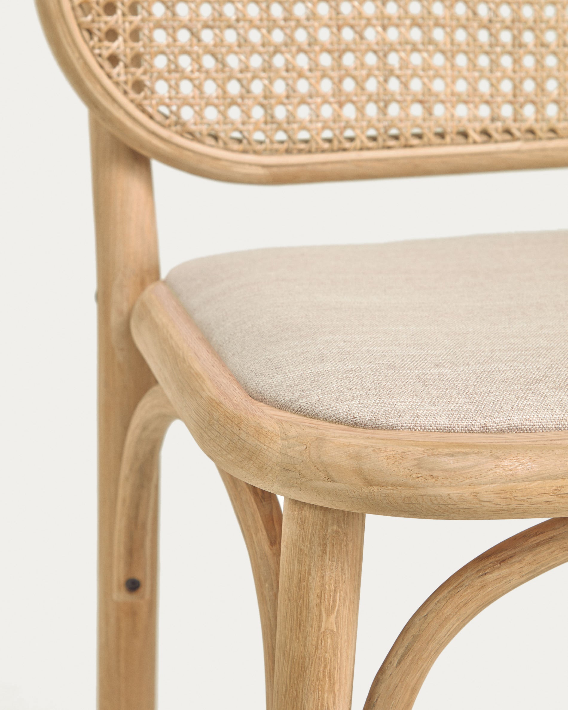 Doriane 65 cm height solid oak stool with natural finish and upholstered seat FSC Mix Credit - Detail