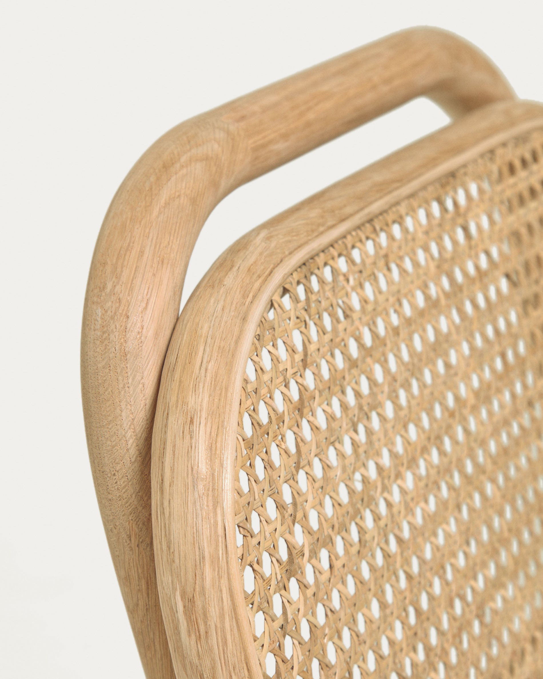 Doriane 65 cm height solid oak stool with natural finish and upholstered seat FSC Mix Credit - Detail