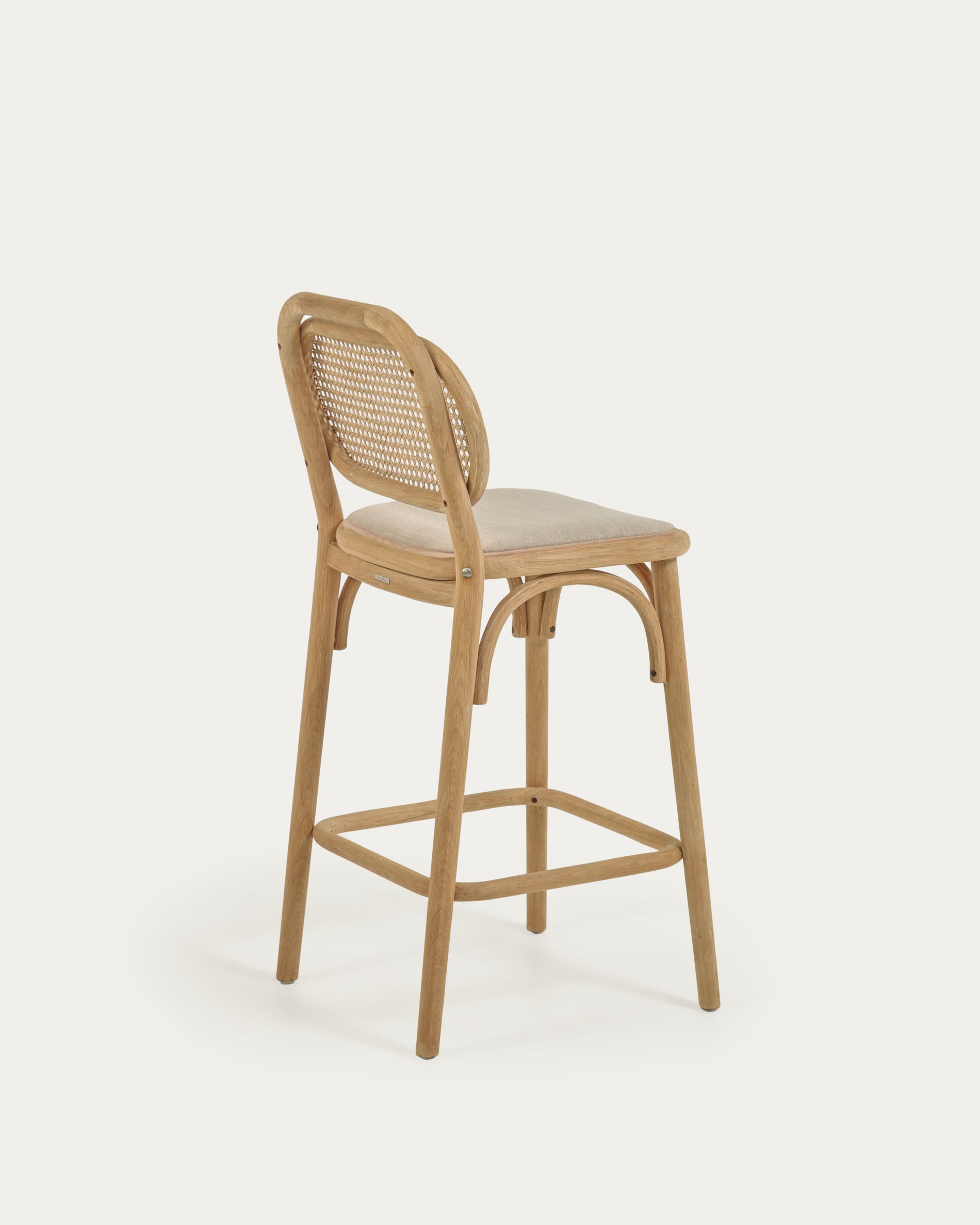 Doriane 65 cm height solid oak stool with natural finish and upholstered seat FSC Mix Credit - Product View