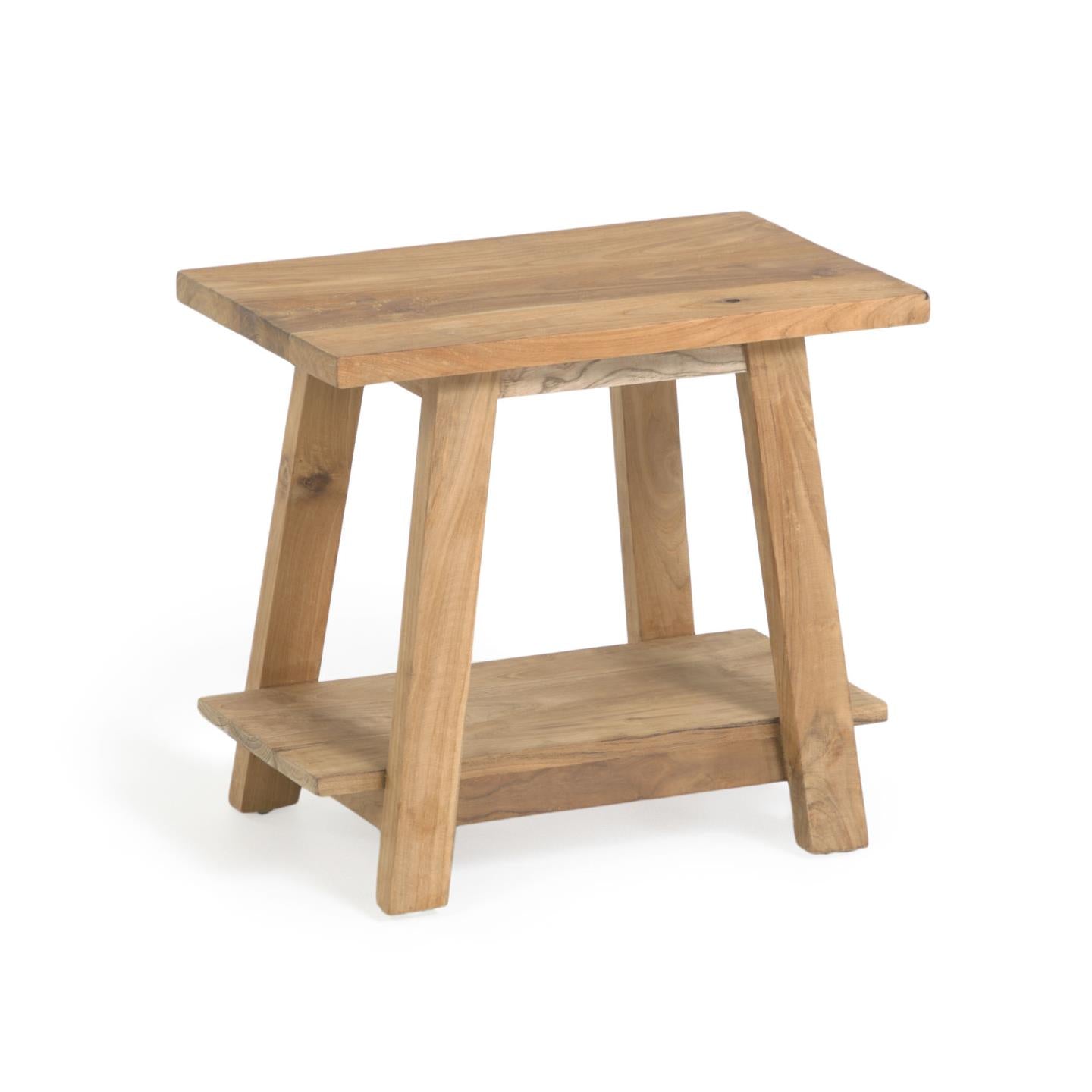 Safara solid recycled teak footstool 50 x 32 cm - Product Image