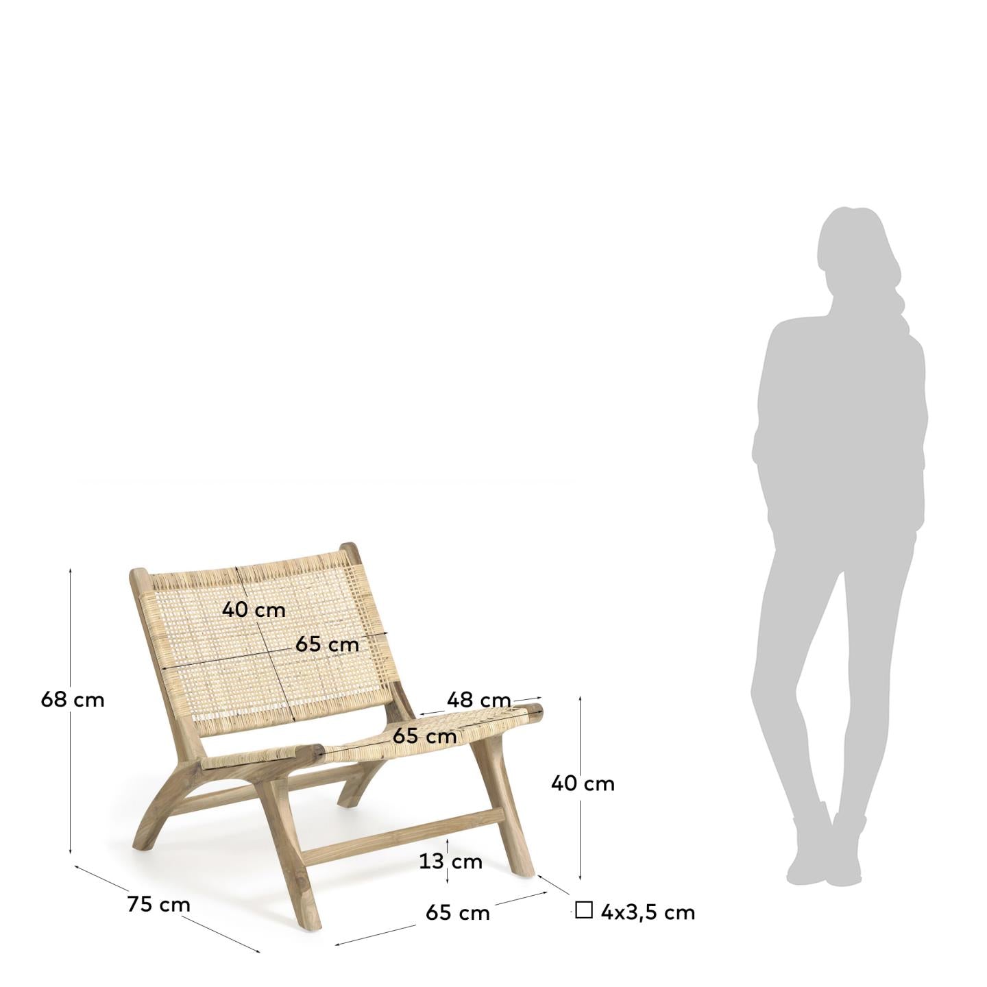 Beida solid teak armchair - Measurements