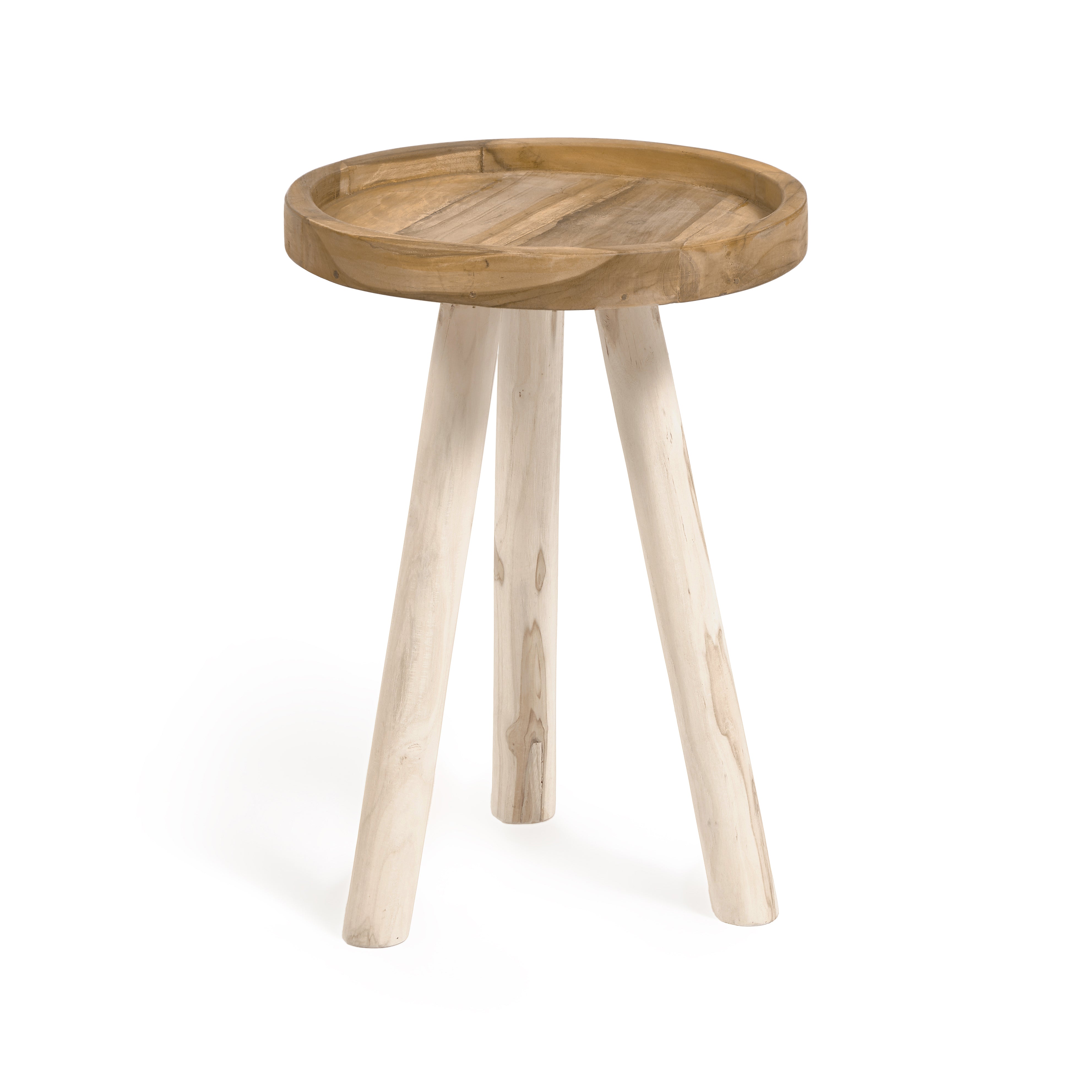 Glenda round solid teak wood side table, Ø 35 cm - Product Image