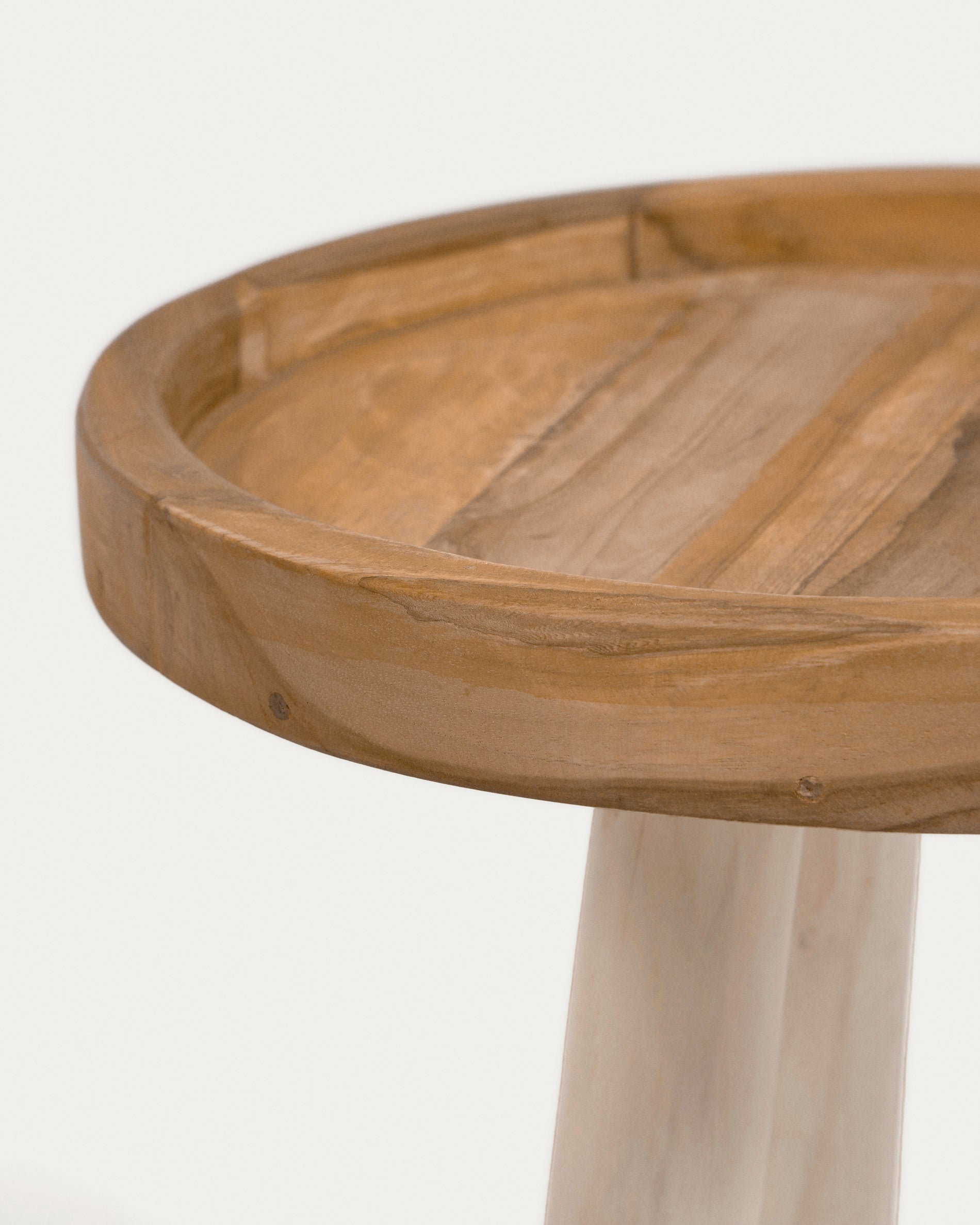 Glenda round solid teak wood side table, Ø 35 cm - Detail
