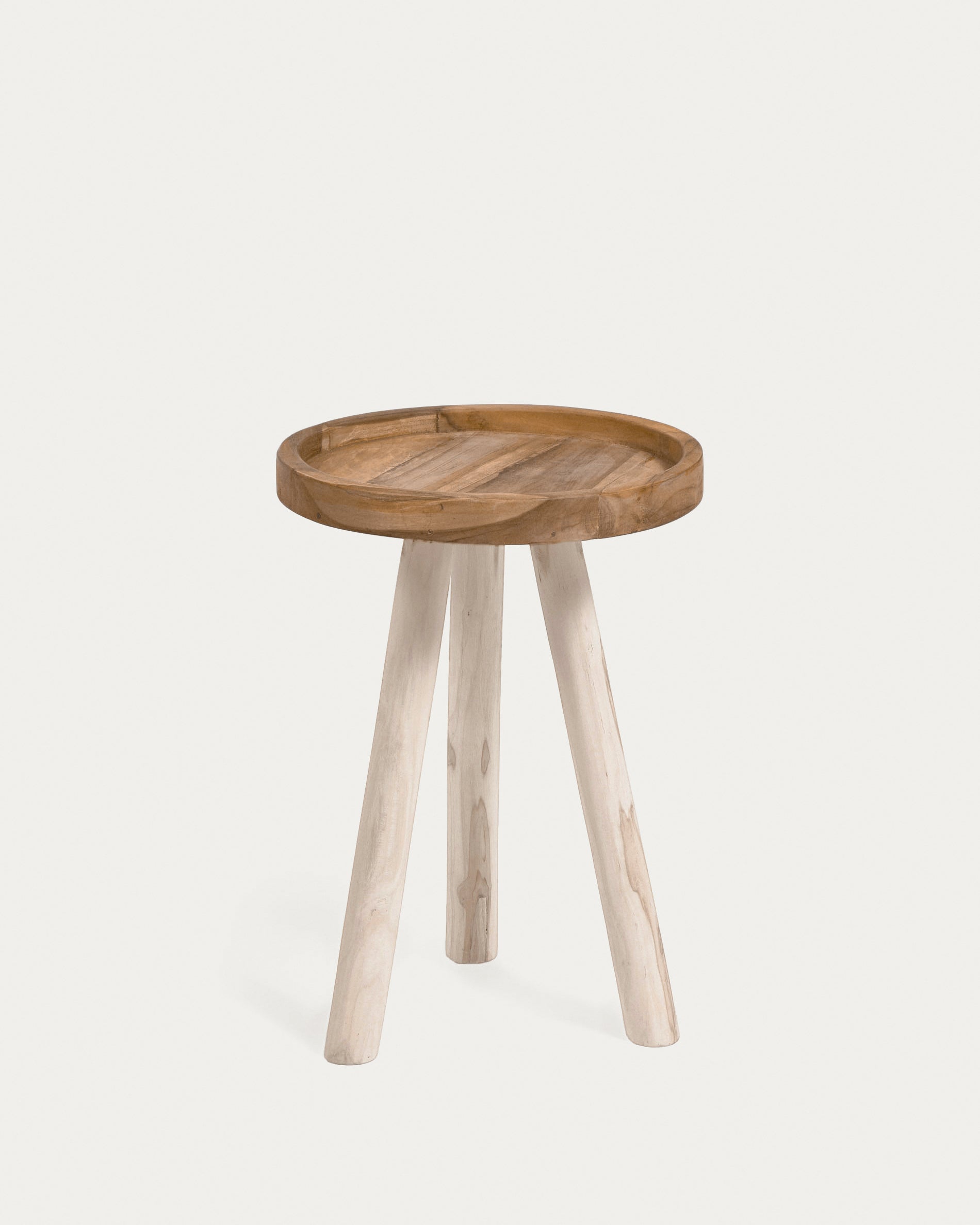 Glenda round solid teak wood side table, Ø 35 cm - Product View