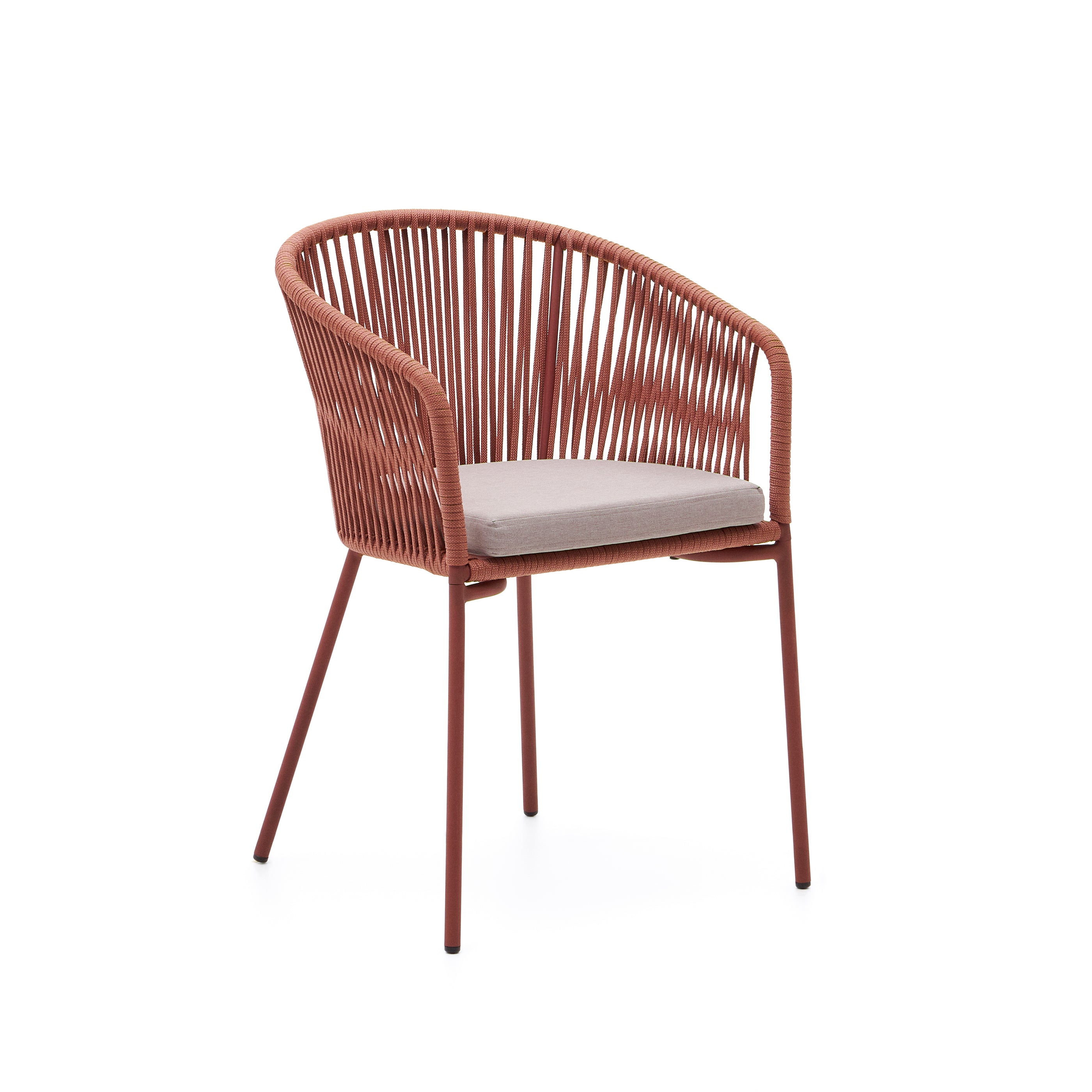 Yanet terracotta rope chair with galvanised steel legs - Product Image