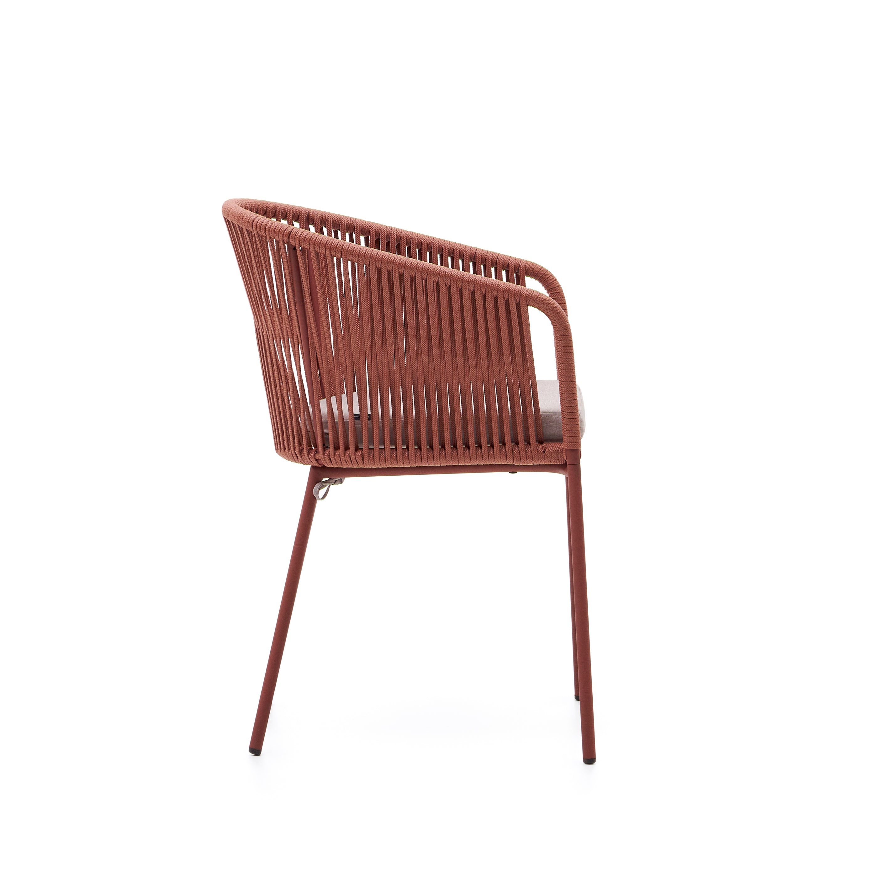 Yanet terracotta rope chair with galvanised steel legs - Product Image