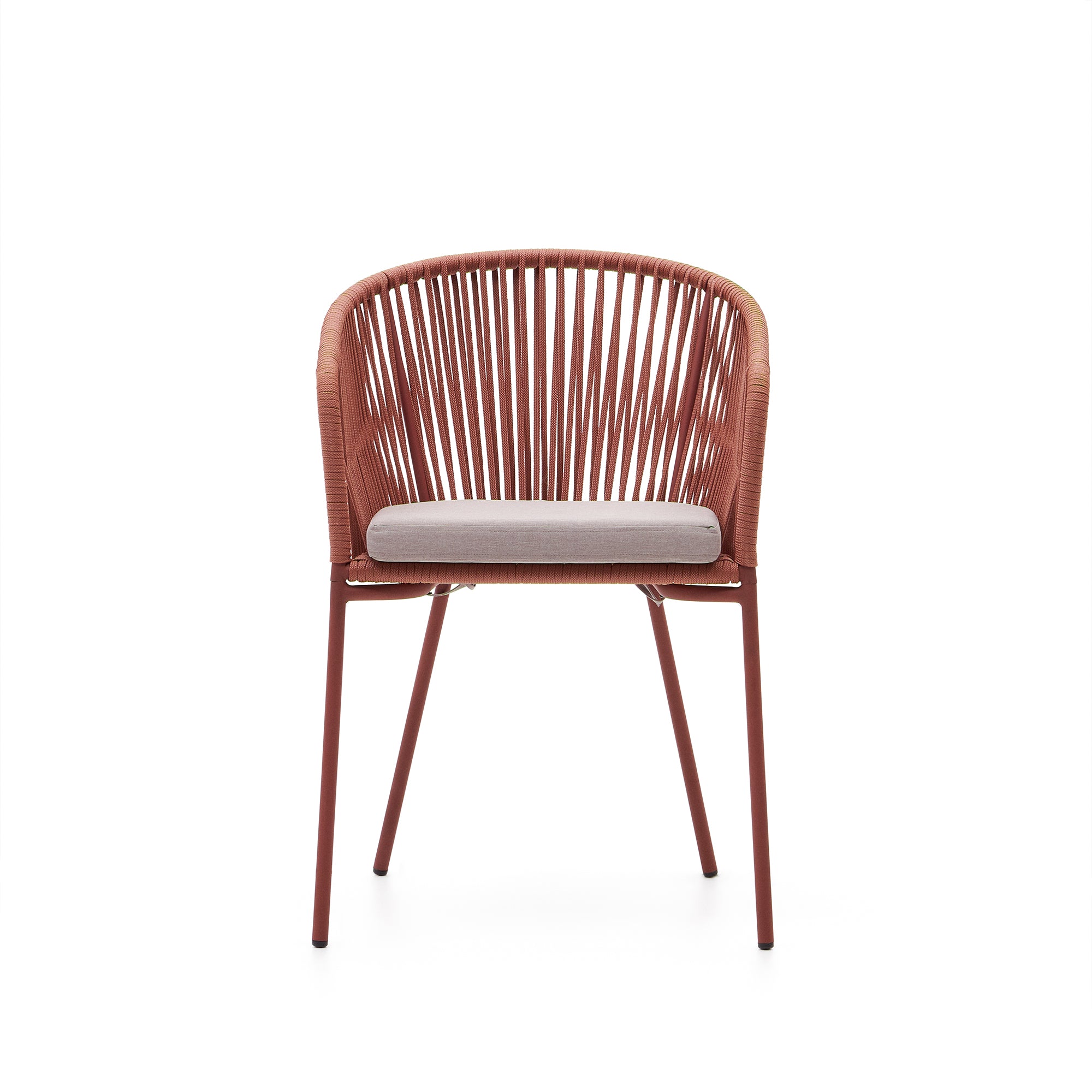Yanet terracotta rope chair with galvanised steel legs - Product Image